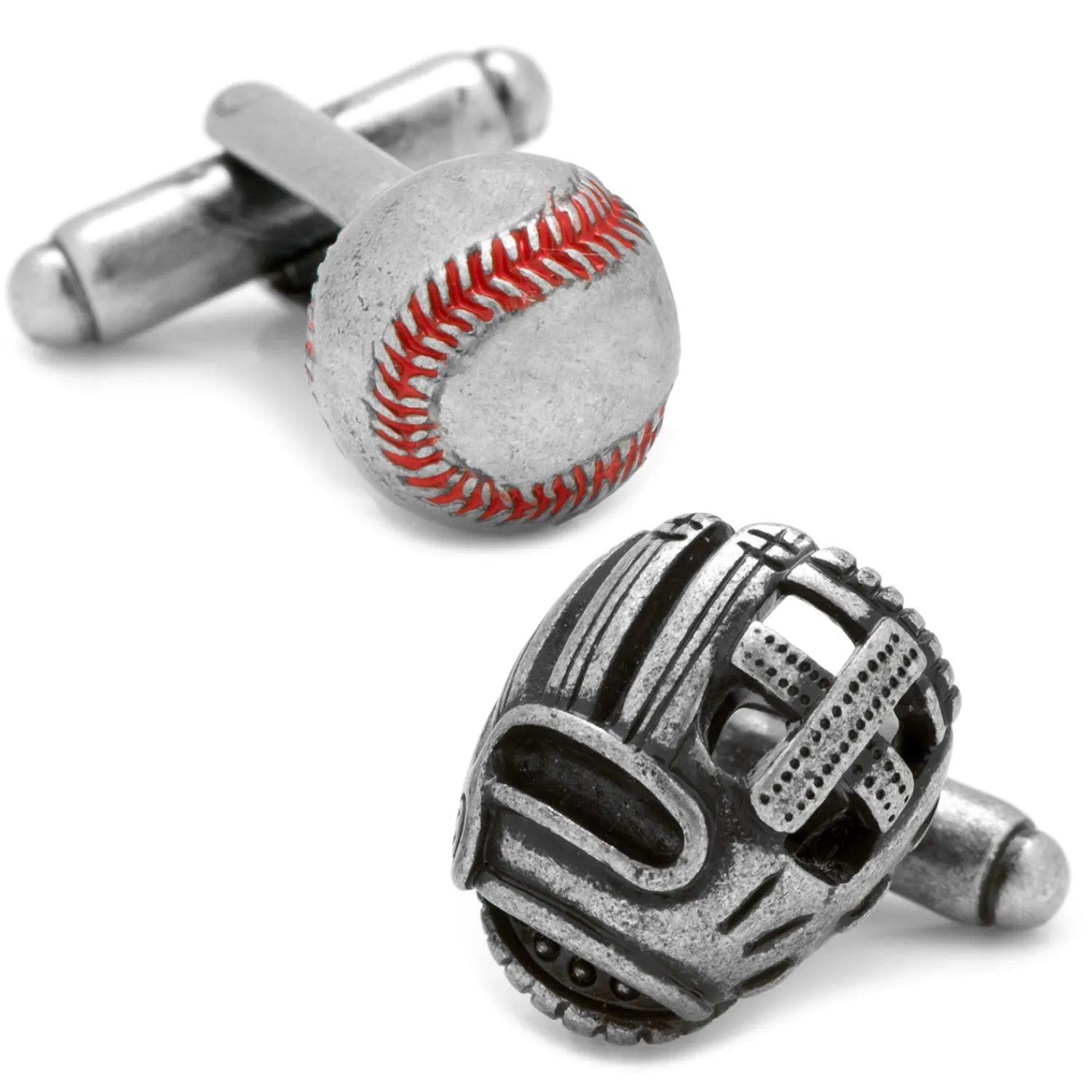 Best Baseball and Glove Antique Silver Cufflinks Luxury Cufflinks | Hobbies & Interests Cufflinks