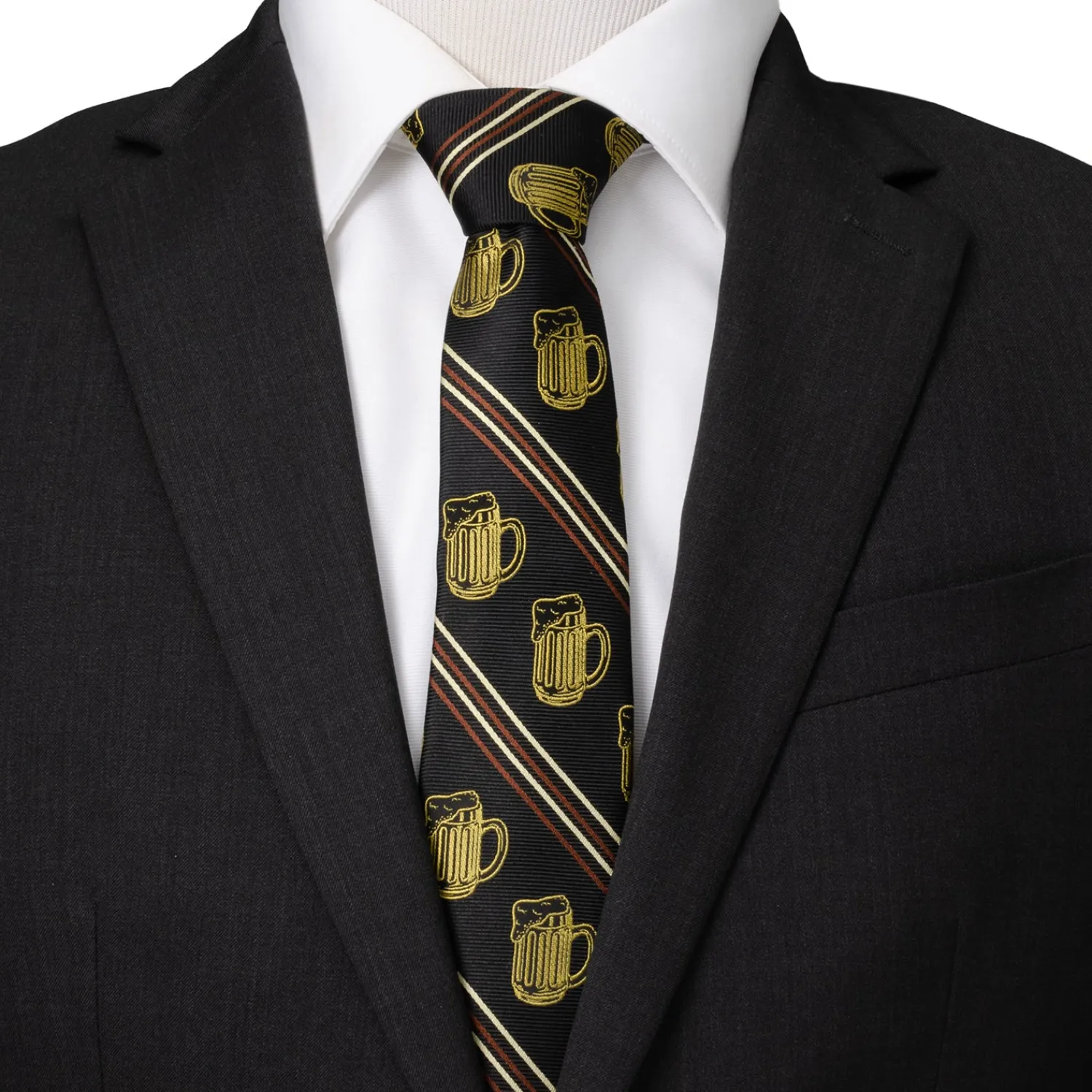 Discount Beer Aficionado Black Striped Mens Tie Classic Ties | Hobbies & Interests Cufflinks