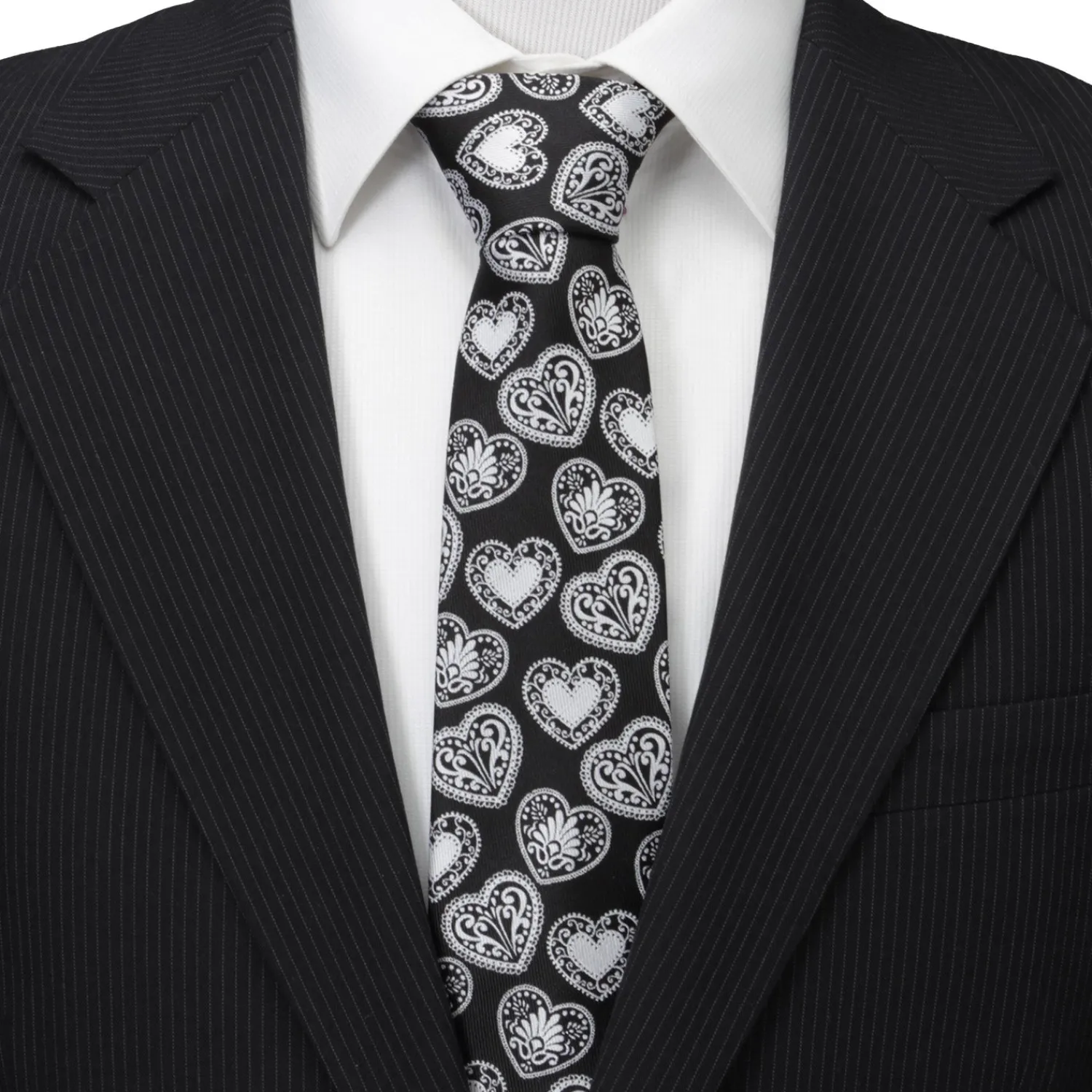 Store Black and White Paisley Heart Men's Tie Classic Ties | Hobbies & Interests Cufflinks