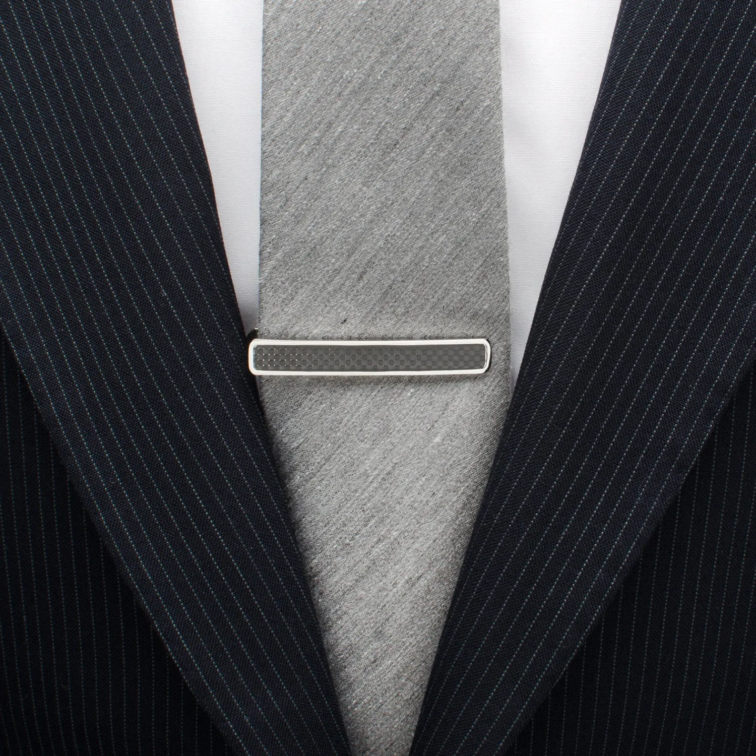 Online Black Carbon Fiber Stainless Steel Tie Clip Classic Tie Bars