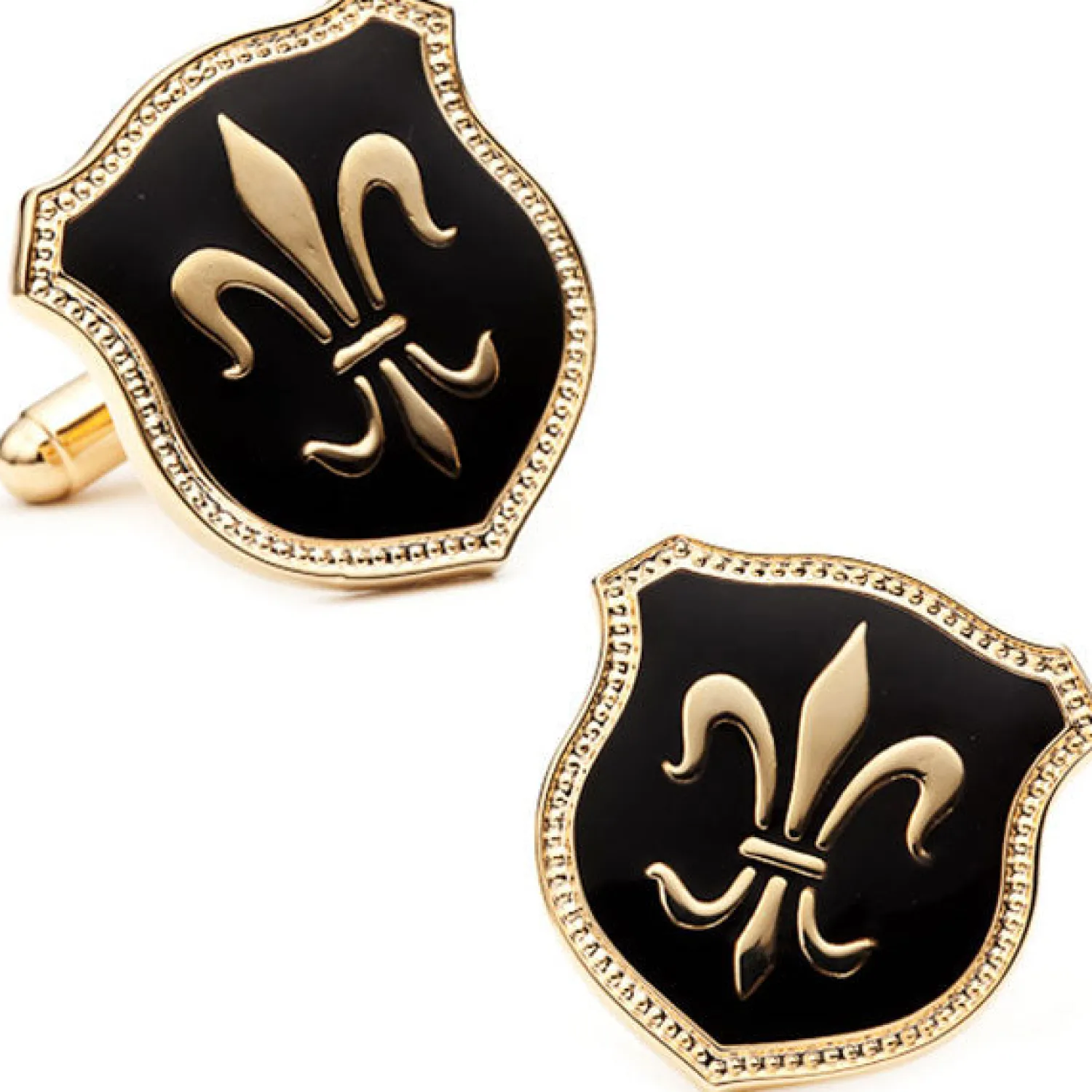 Clearance Black Enamel Fleur di Lis Cufflinks Luxury Cufflinks | Hobbies & Interests Cufflinks