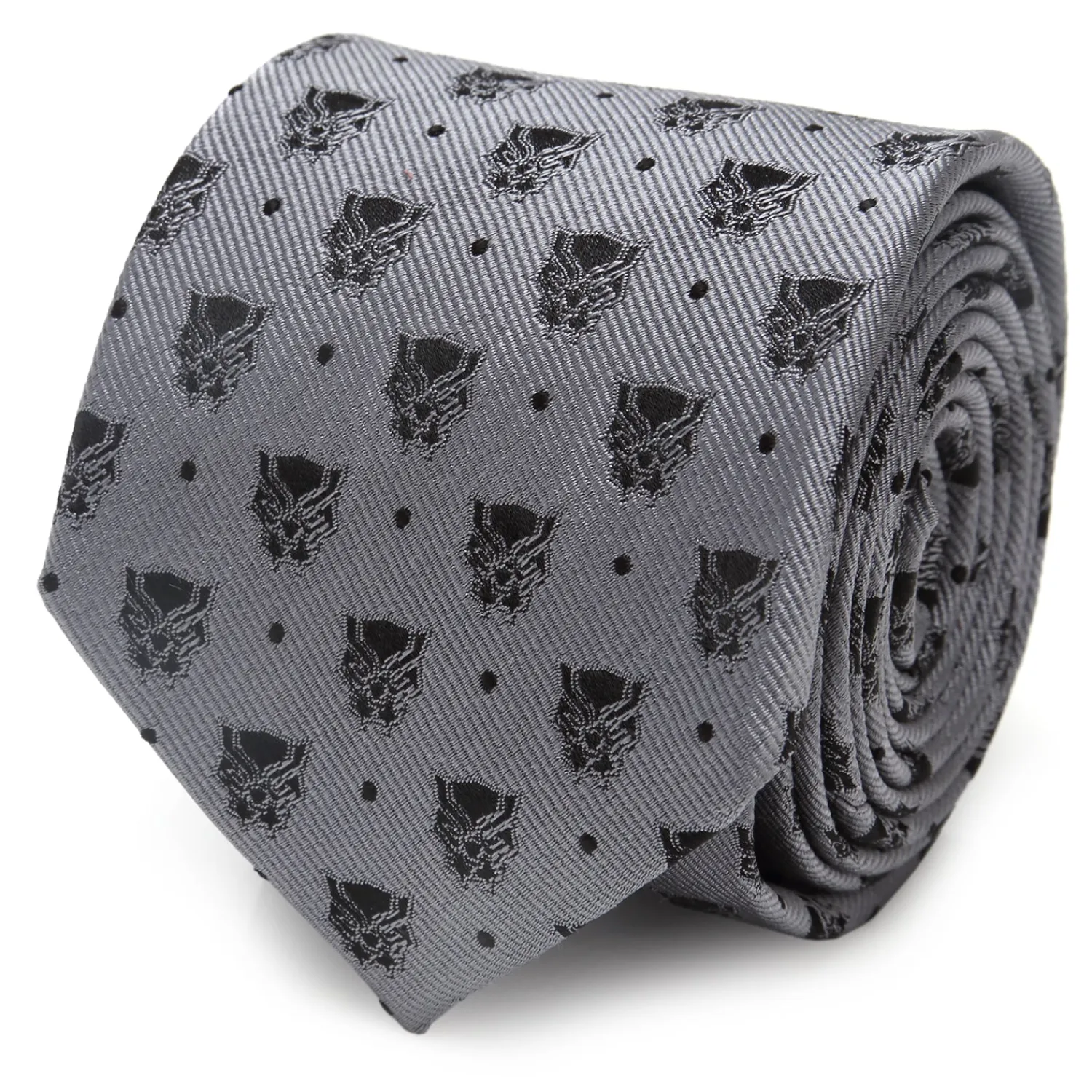 Fashion Black Panther Gray Dot Tie Marvel Ties