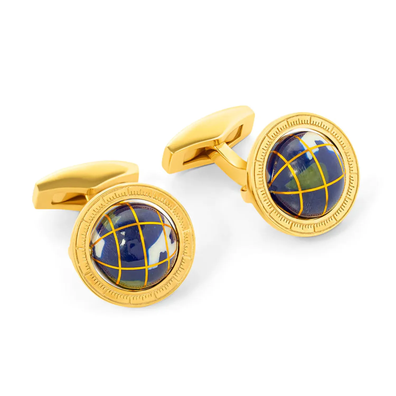 Flash Sale Blue Lapis Yellow Gold Plated Sterling silver Globe Cufflinks Luxury Cufflinks | Hobbies & Interests Cufflinks