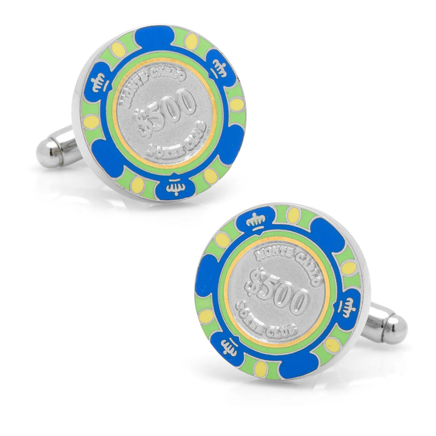 Fashion $500 Blue Poker Chip Cufflinks Luxury Cufflinks | Hobbies & Interests Cufflinks