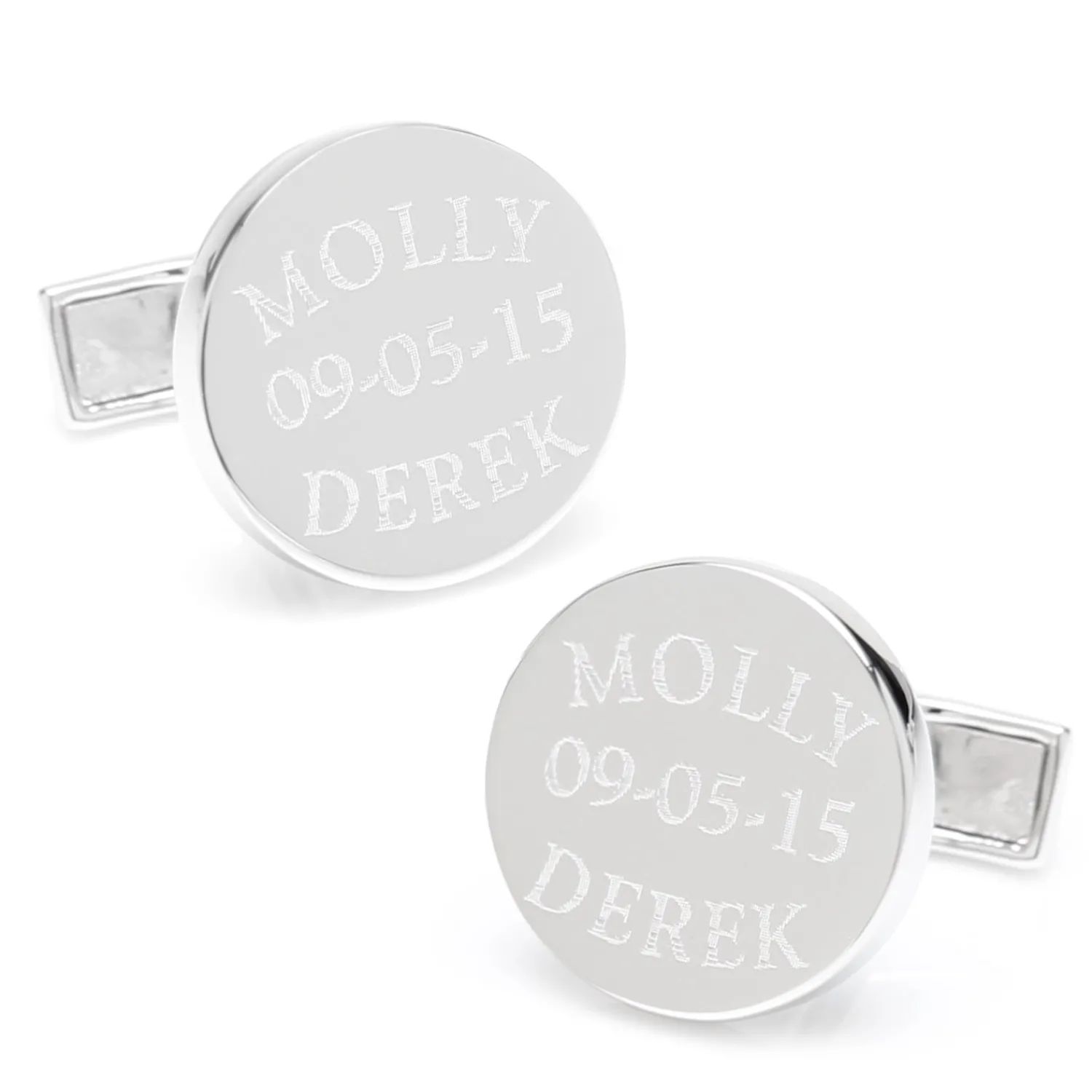 Shop Bride and Groom Wedding Date Engravable Round Cufflinks Luxury Cufflinks | Hobbies & Interests Cufflinks