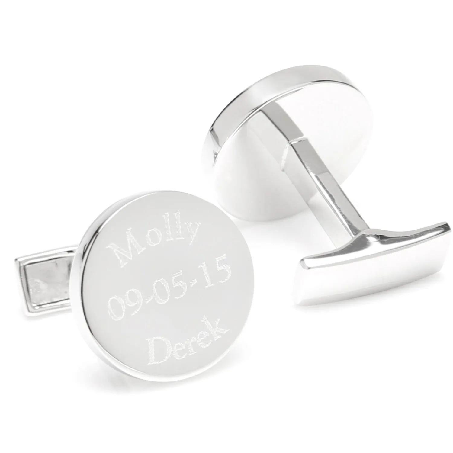 Shop Bride and Groom Wedding Date Engravable Round Cufflinks Luxury Cufflinks | Hobbies & Interests Cufflinks