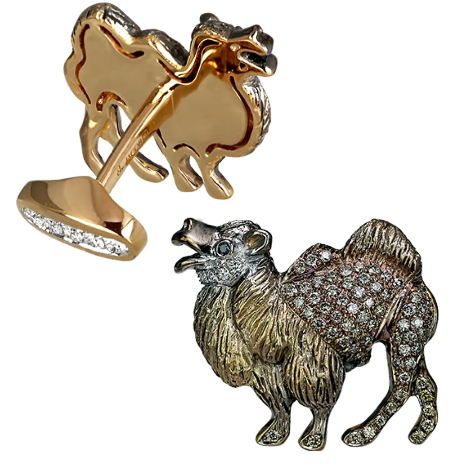 Outlet Camel Cufflinks with Brown Diamonds Luxury Cufflinks | Designer Cufflinks