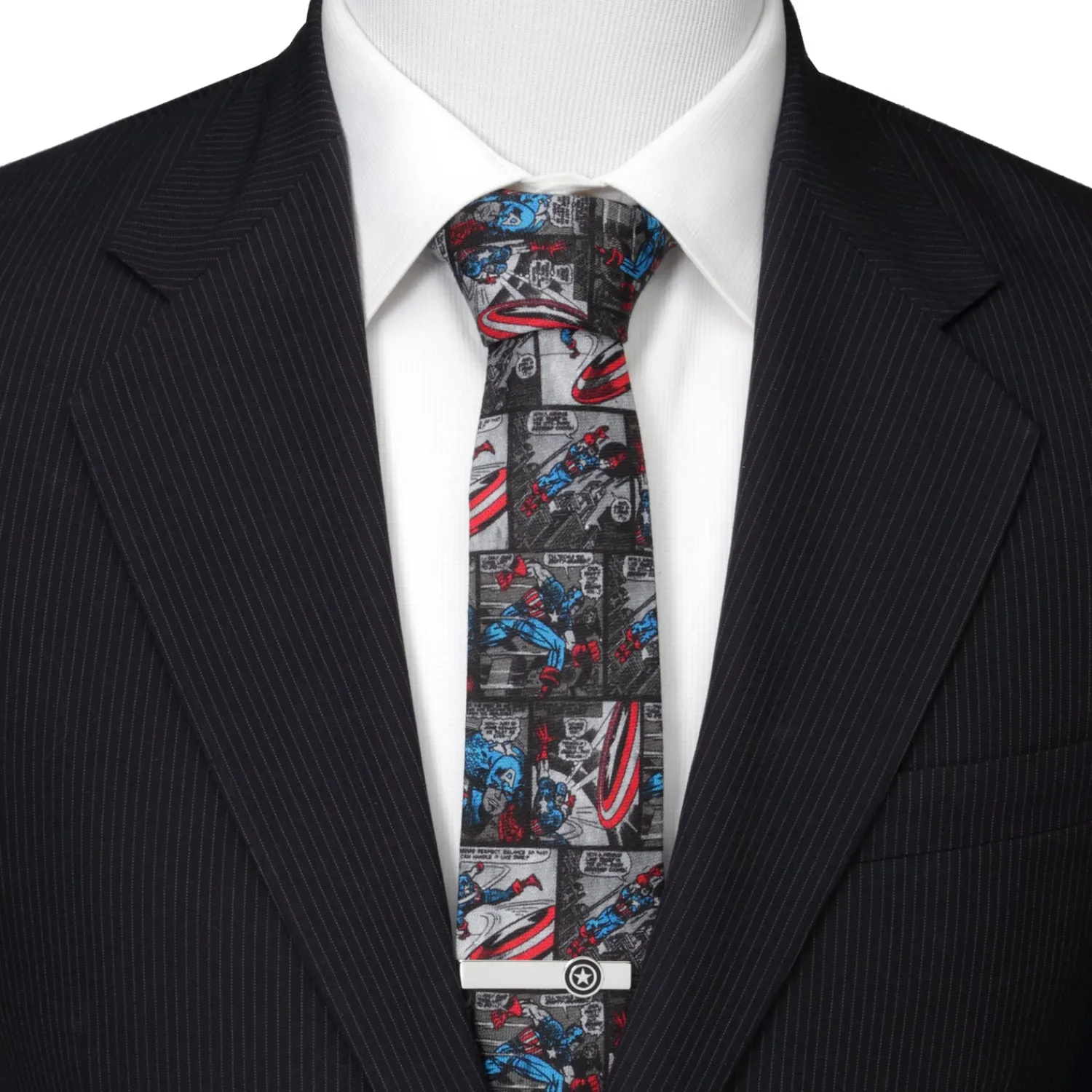 Flash Sale Captain America Comic Gray Men's Tie Marvel Ties