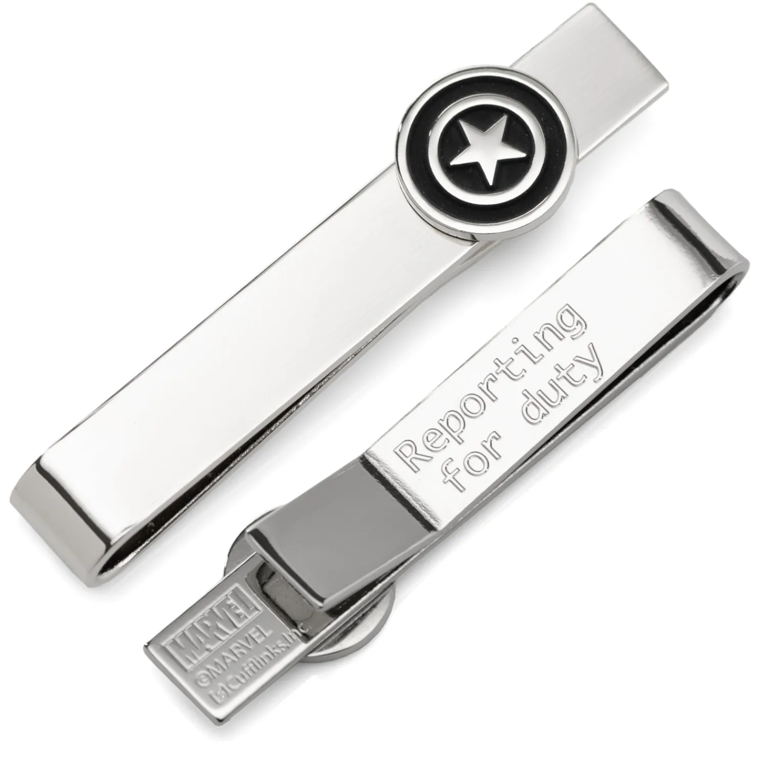 Fashion Captain America Silver Hidden Message Tie Bar Movies & Characters Tie Bars | Hidden Message Tie Bars