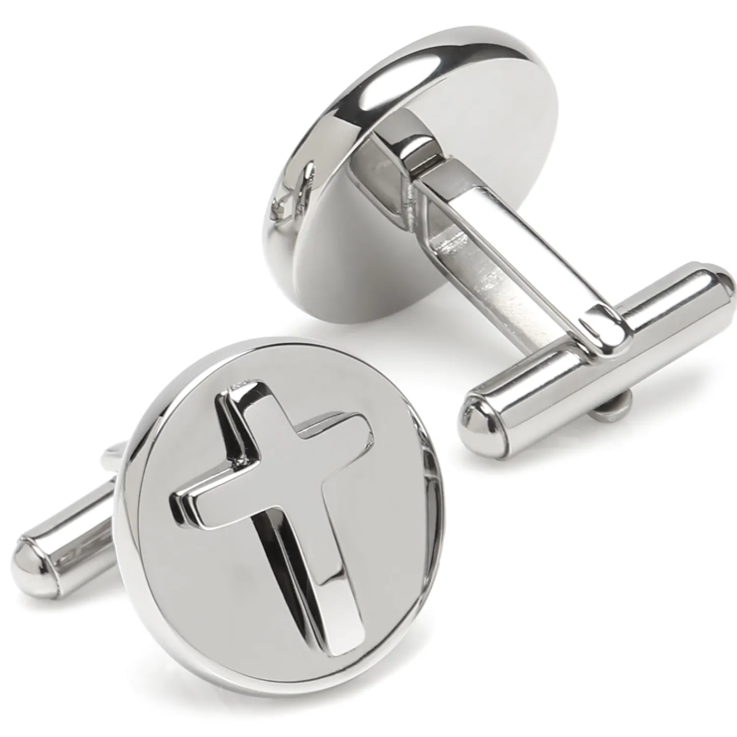 Online Cross Round Stainless Steel Cufflinks Luxury Cufflinks | Hobbies & Interests Cufflinks