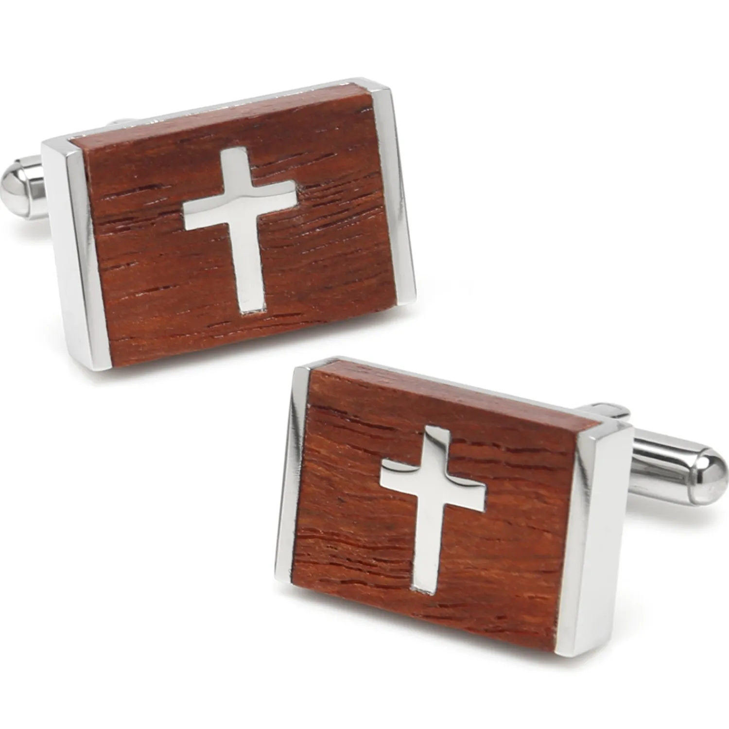 Online Cross Wood Stainless Steel Cufflinks Luxury Cufflinks | Hobbies & Interests Cufflinks