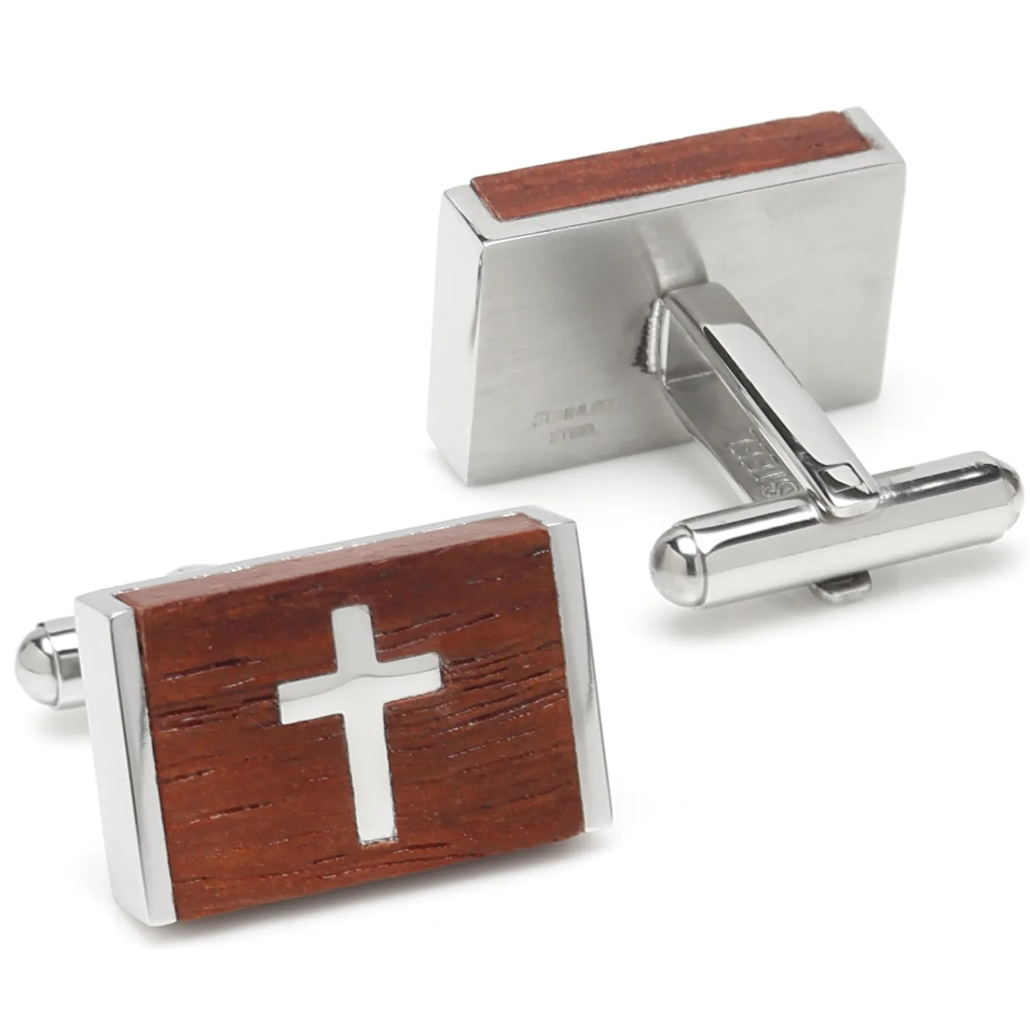 Online Cross Wood Stainless Steel Cufflinks Luxury Cufflinks | Hobbies & Interests Cufflinks