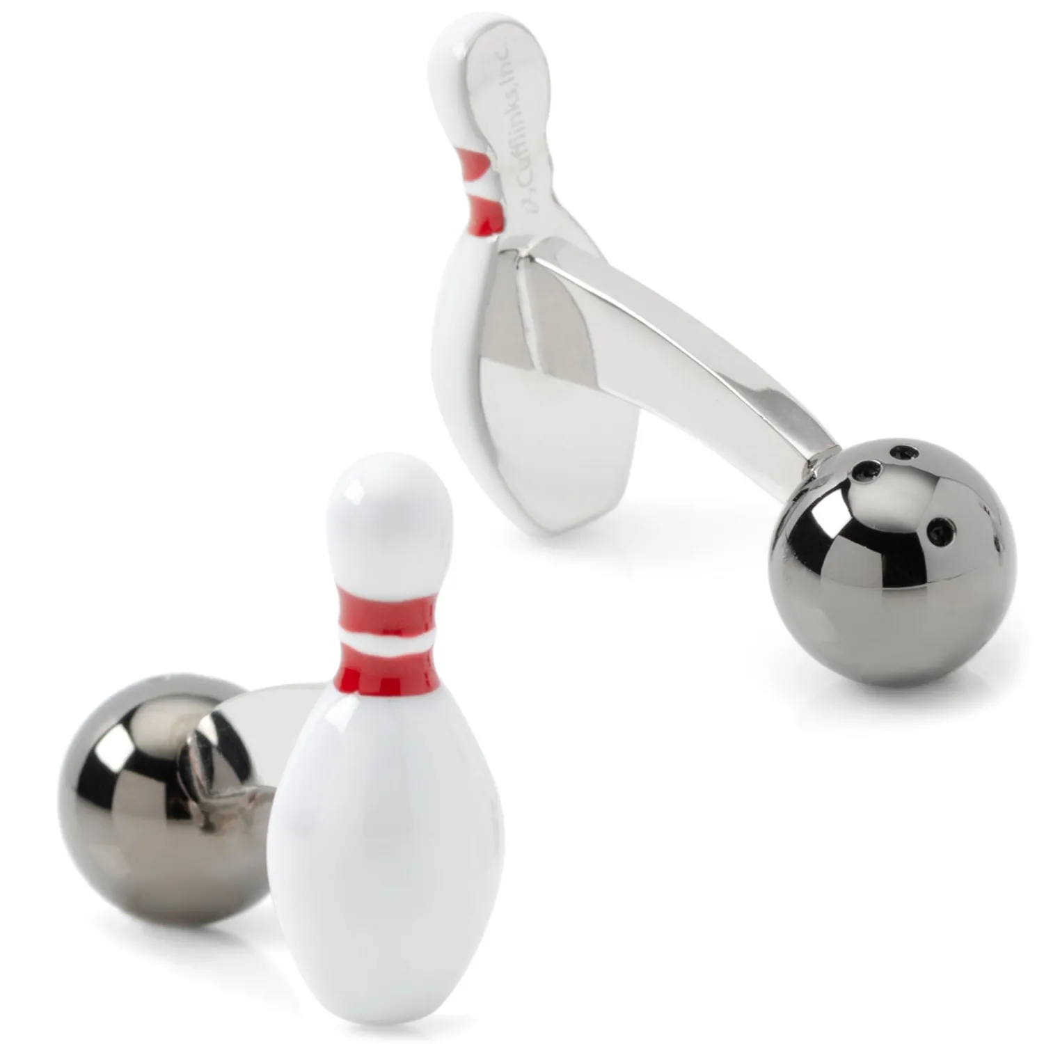 Sale 3D Bowling Pin & Ball Cufflinks Luxury Cufflinks | Hobbies & Interests Cufflinks