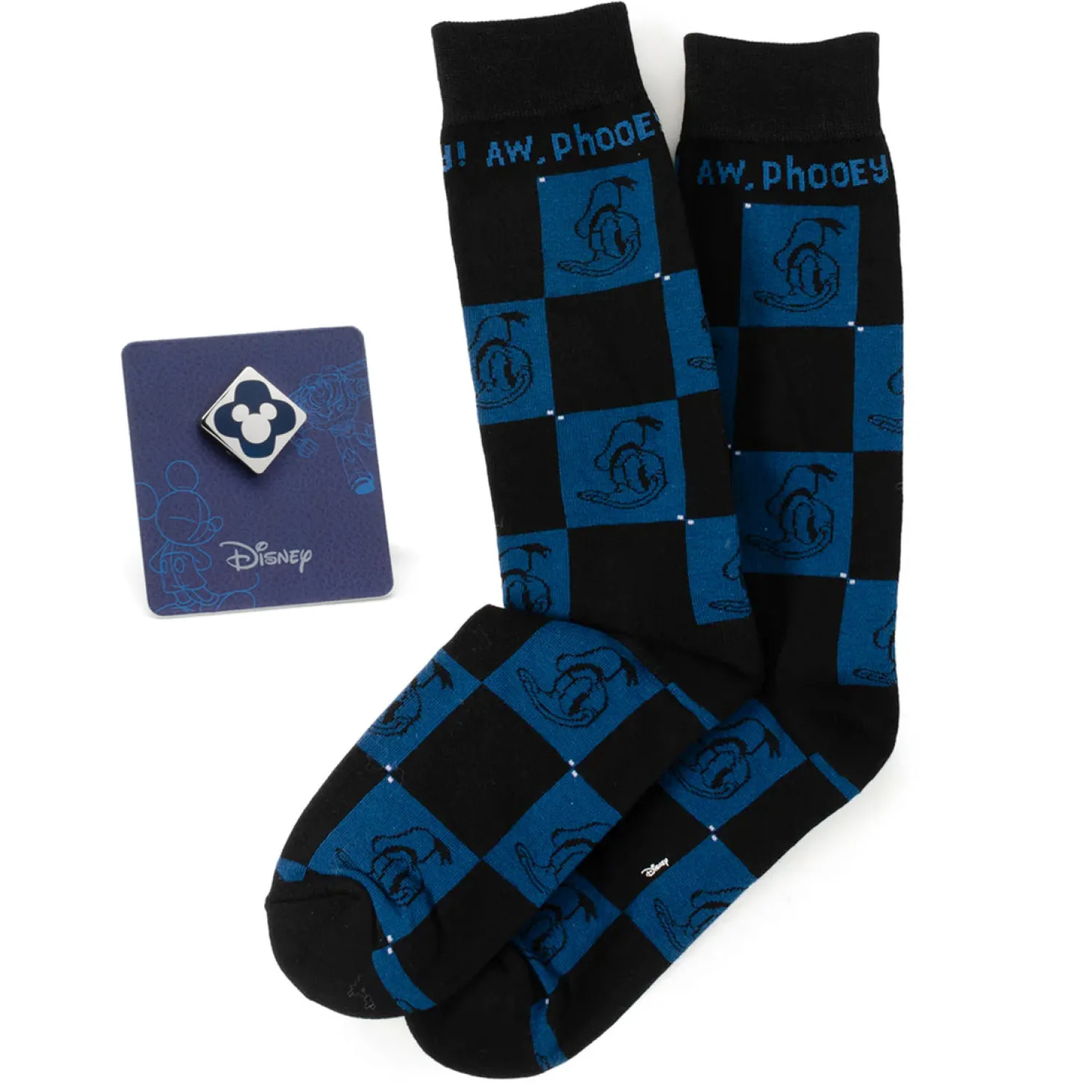 Sale Donald Check Black Sock and Mickey Blue Lapel Pin Gift Set Socks