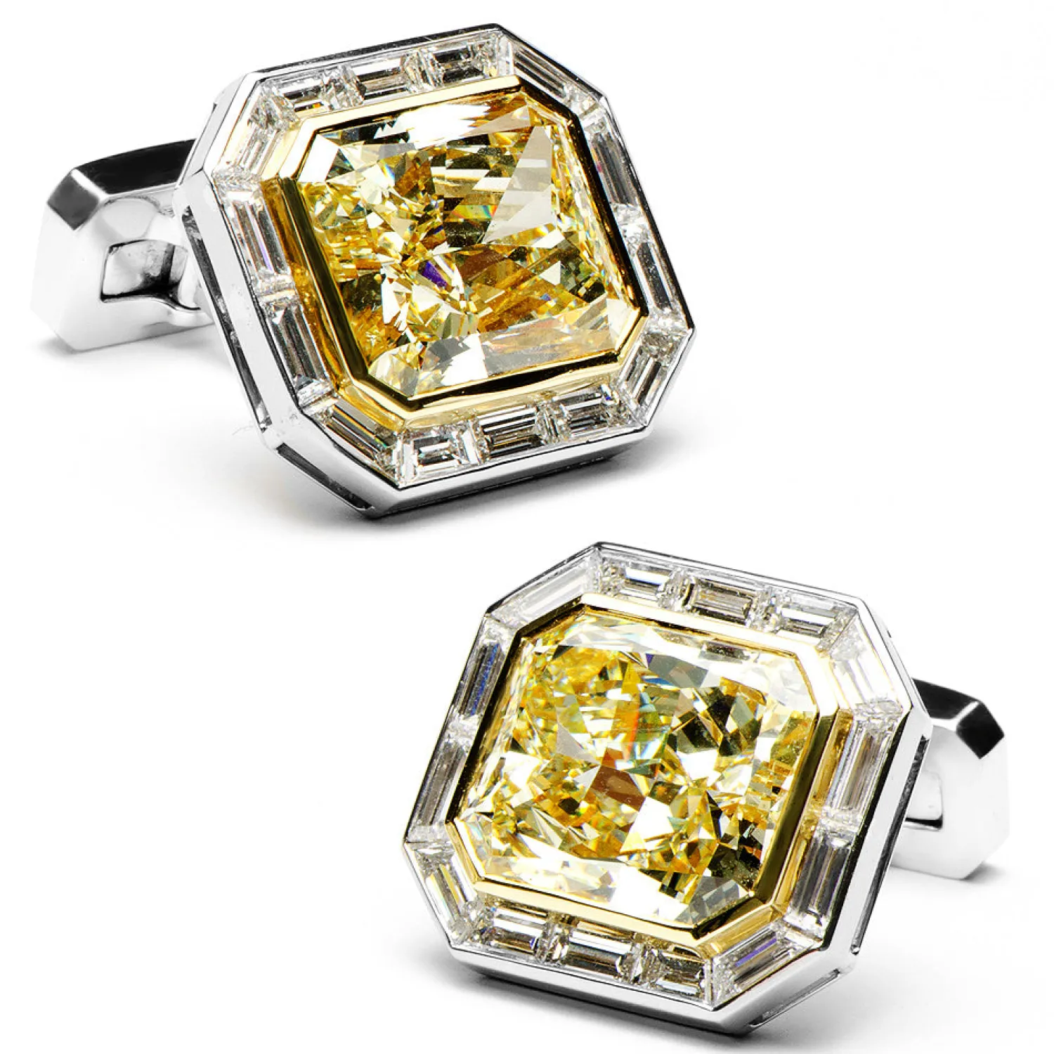 New Emerald Cut Canary Diamonds Octagon Cufflinks Luxury Cufflinks | Hobbies & Interests Cufflinks