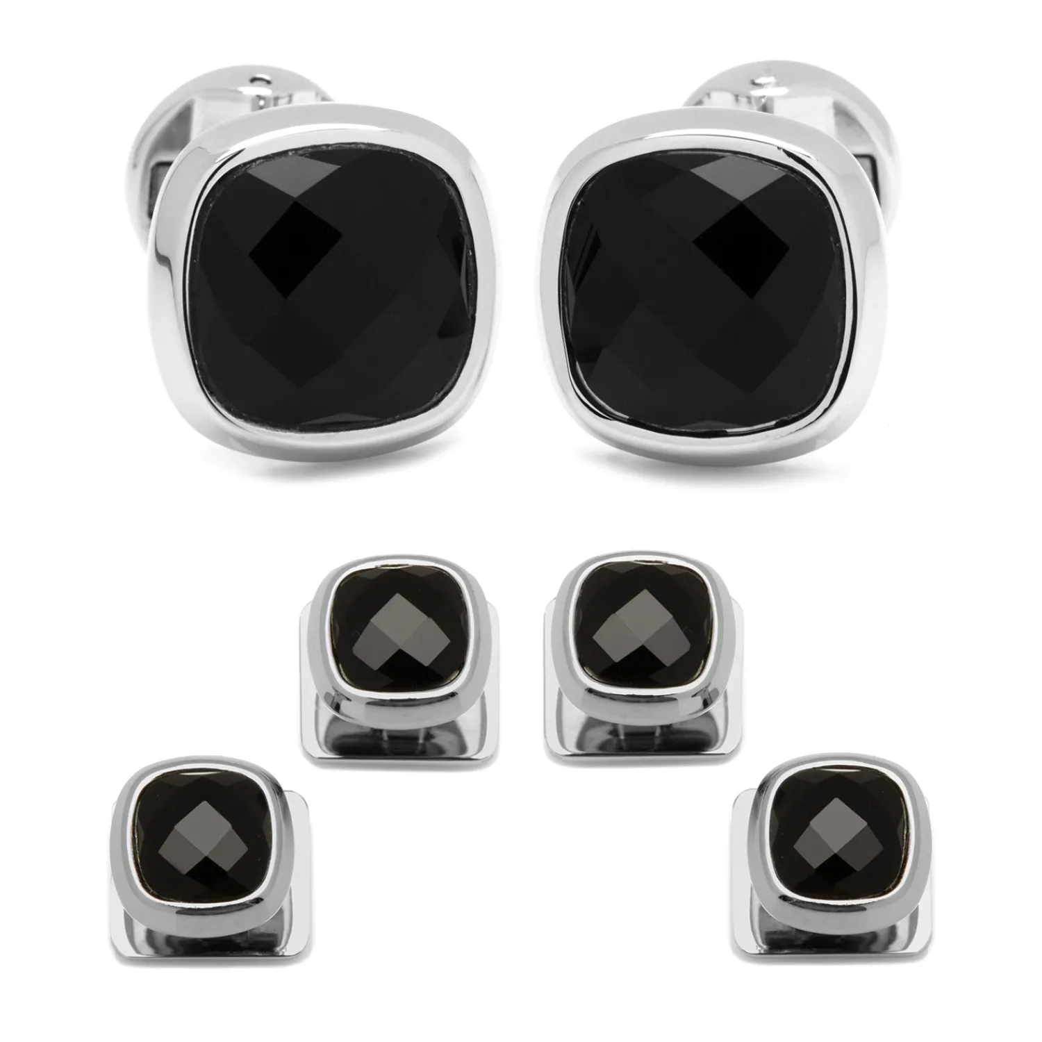 Flash Sale Faceted Onyx Cushion Stainless Steel Stud Set Stud Sets