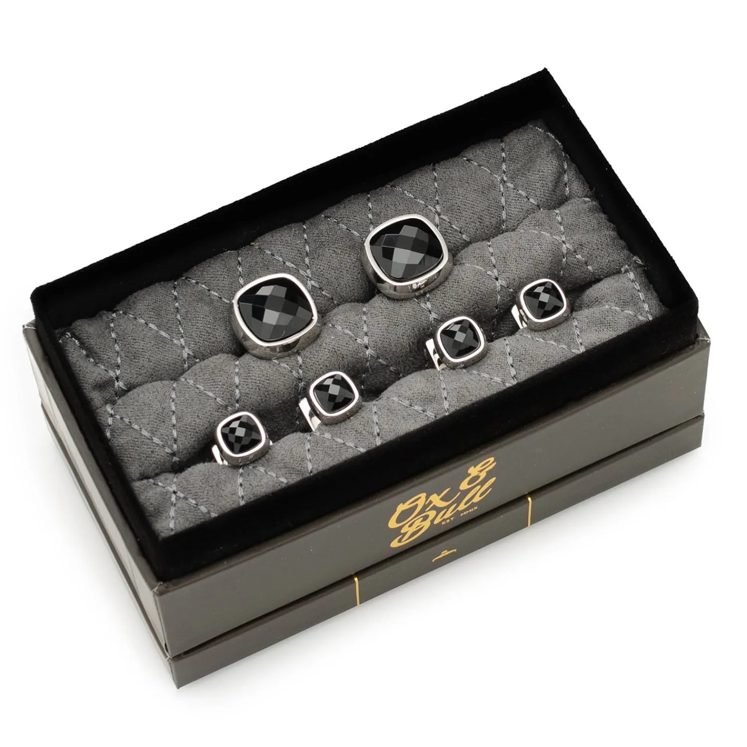 Flash Sale Faceted Onyx Cushion Stainless Steel Stud Set Stud Sets