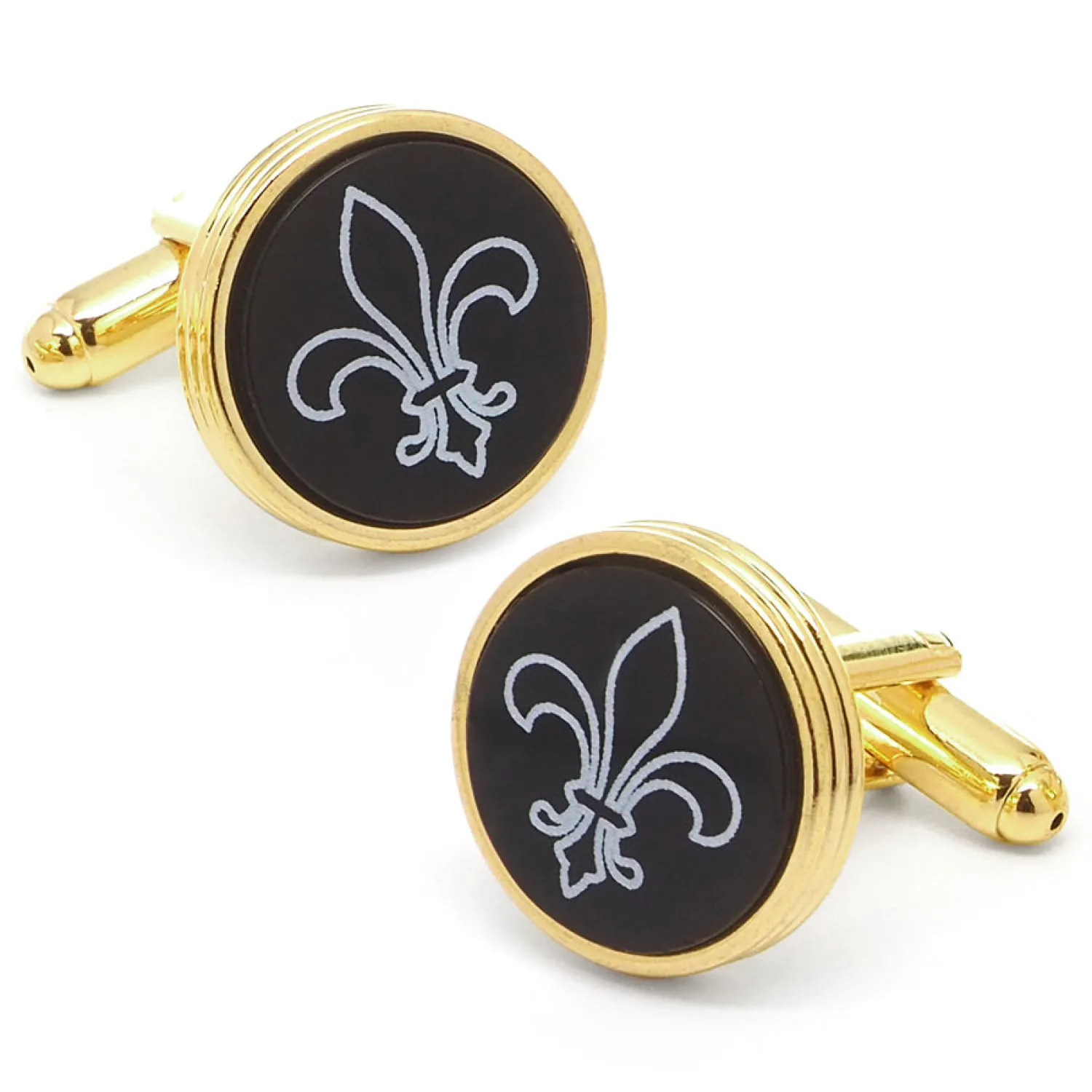 Discount Fleur de Lis Engraved Onyx Cufflinks Luxury Cufflinks | Hobbies & Interests Cufflinks