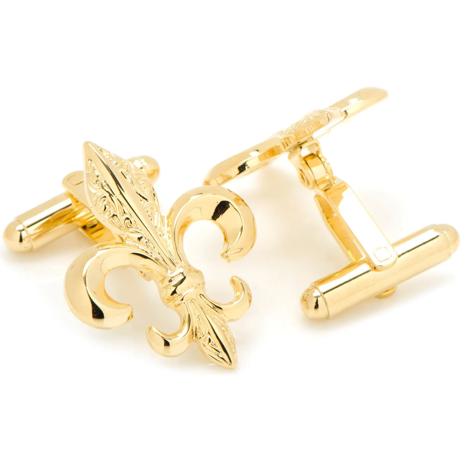 Fashion Gold Etched Fleur de Lis Cufflinks Luxury Cufflinks | Hobbies & Interests Cufflinks