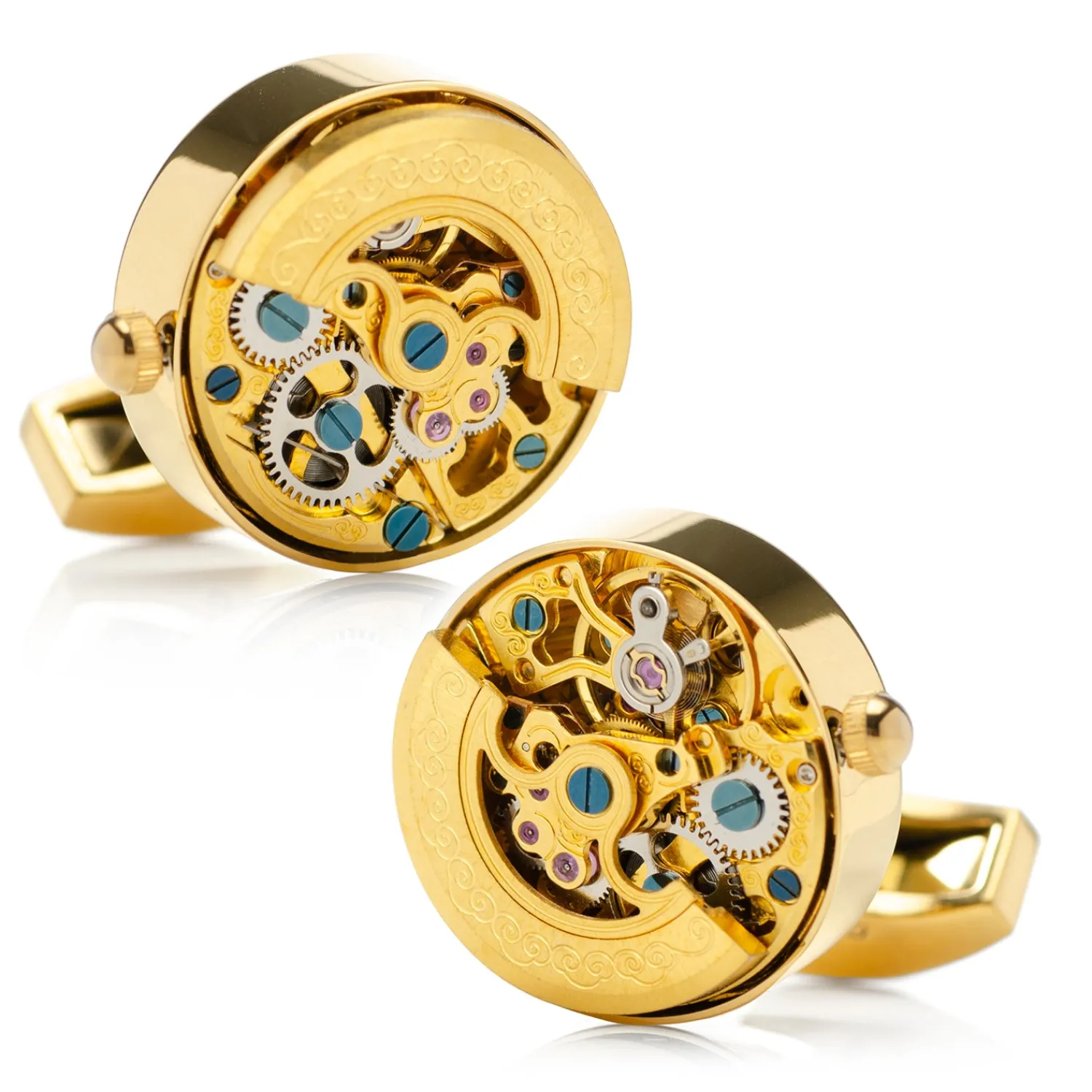 Shop Gold on Gold Kinetic Watch Movement Cufflinks Luxury Cufflinks | Designer Cufflinks