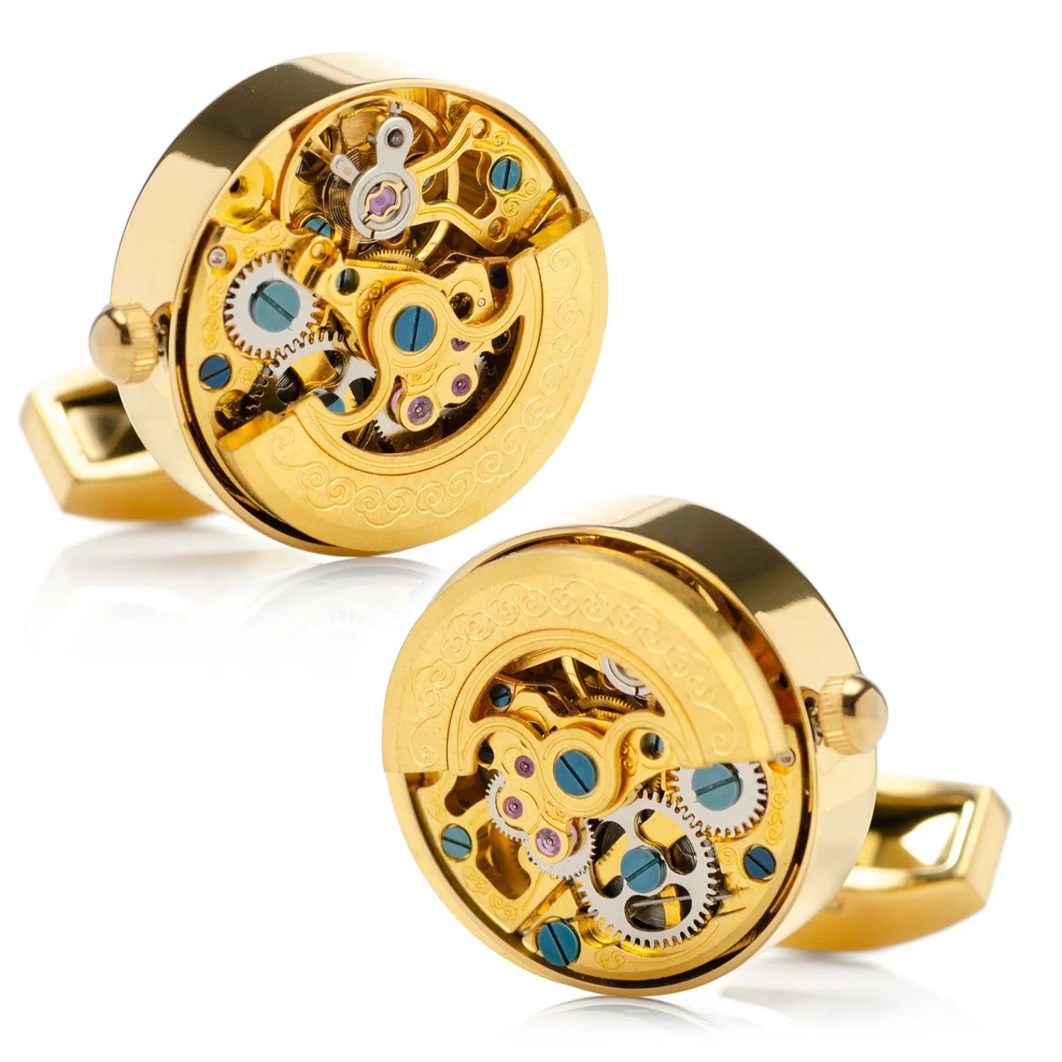 Shop Gold on Gold Kinetic Watch Movement Cufflinks Luxury Cufflinks | Designer Cufflinks