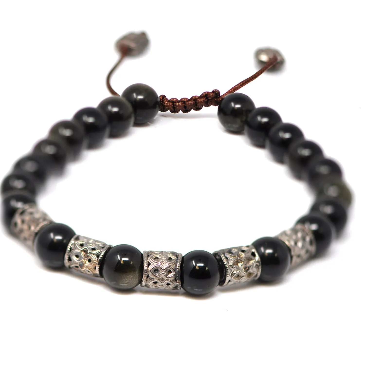 Cheap Golden Obsidian Beaded Pull Bracelet Bracelets