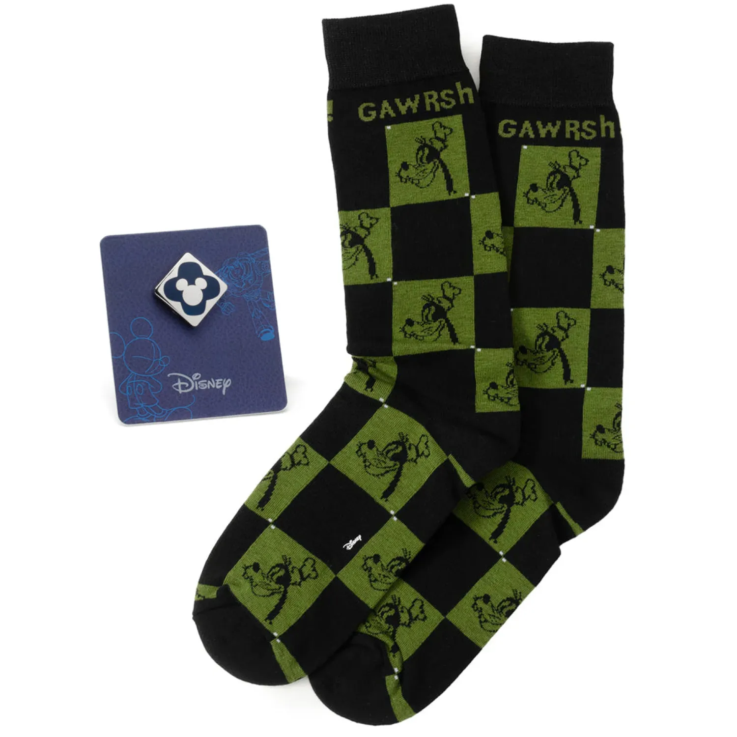Online Goofy Check Sock and Mickey Blue Lapel Pin Gift Set Socks