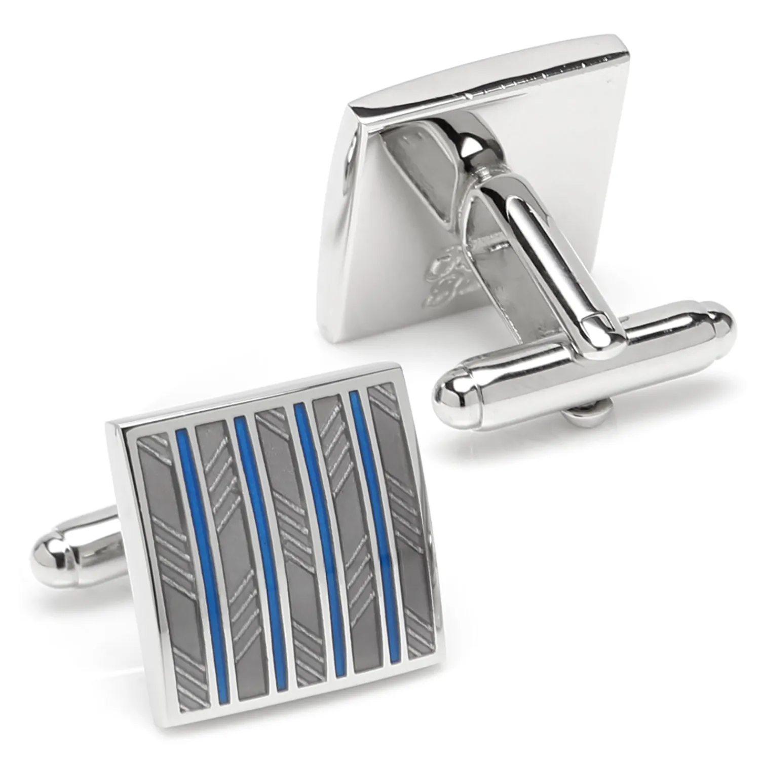 Fashion Gray and Blue Striped Square Cufflinks Luxury Cufflinks | Hobbies & Interests Cufflinks