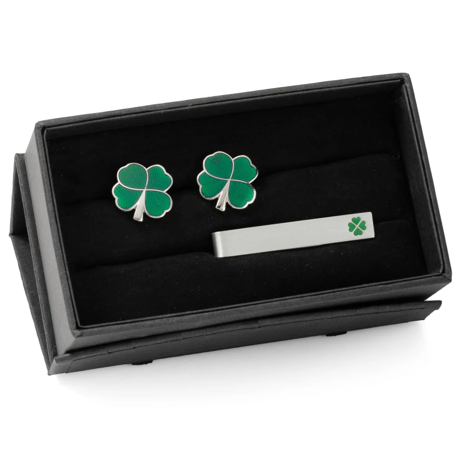 Sale Green Clover Cufflinks and Tie Bar Gift Set Hobbies & Interests Cufflinks