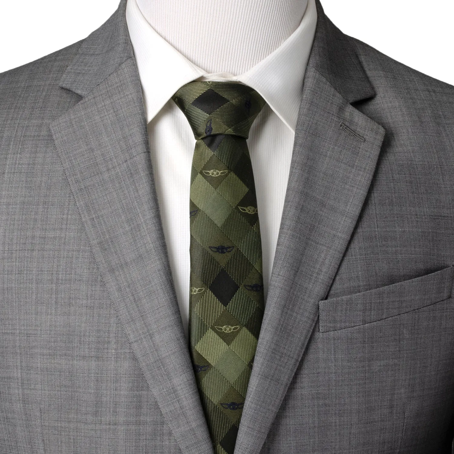 Outlet Grogu Plaid Green Men's Tie Star Wars Ties