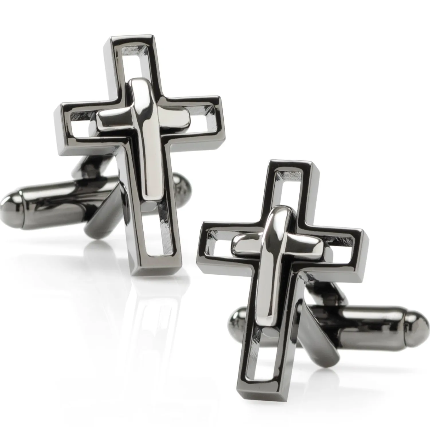 Flash Sale Gun Metal Cut Out Cross Cufflinks Luxury Cufflinks | Hobbies & Interests Cufflinks