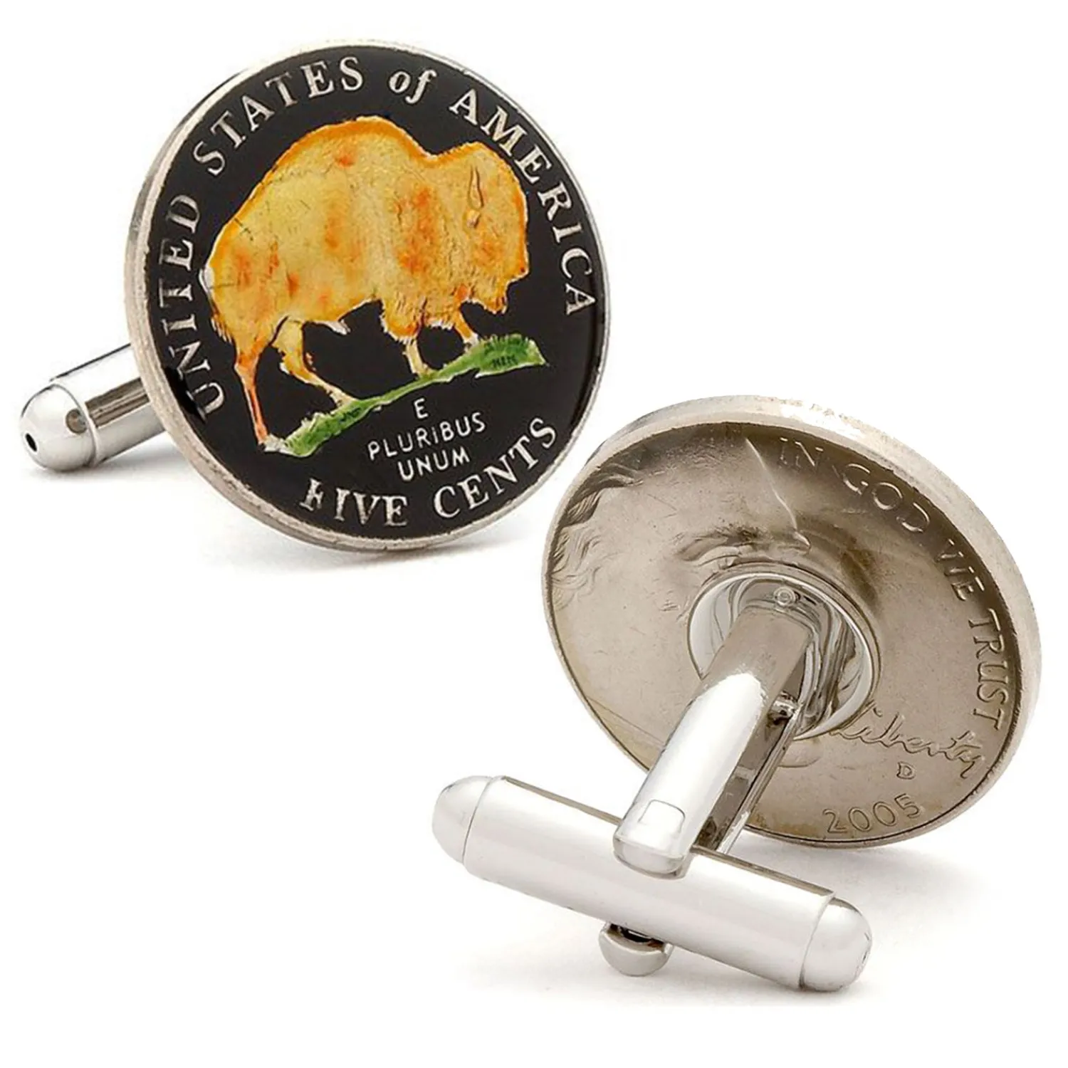 Outlet Hand Painted American Buffalo Nickel Coin Cufflinks Luxury Cufflinks | Hobbies & Interests Cufflinks