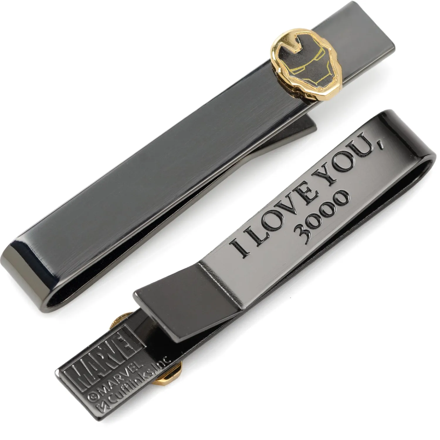 Discount Iron Man "I Love You 3000" Gunmetal Hidden Message Tie Bar Movies & Characters Tie Bars | Hidden Message Tie Bars