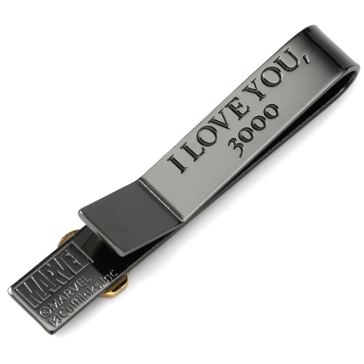 Discount Iron Man "I Love You 3000" Gunmetal Hidden Message Tie Bar Movies & Characters Tie Bars | Hidden Message Tie Bars