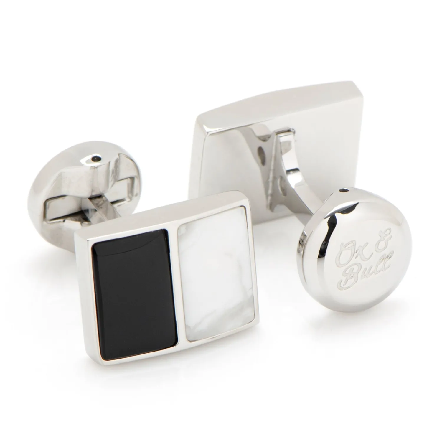 Flash Sale Jade and Onyx Split Stainless Steel Cufflinks Luxury Cufflinks | Hobbies & Interests Cufflinks