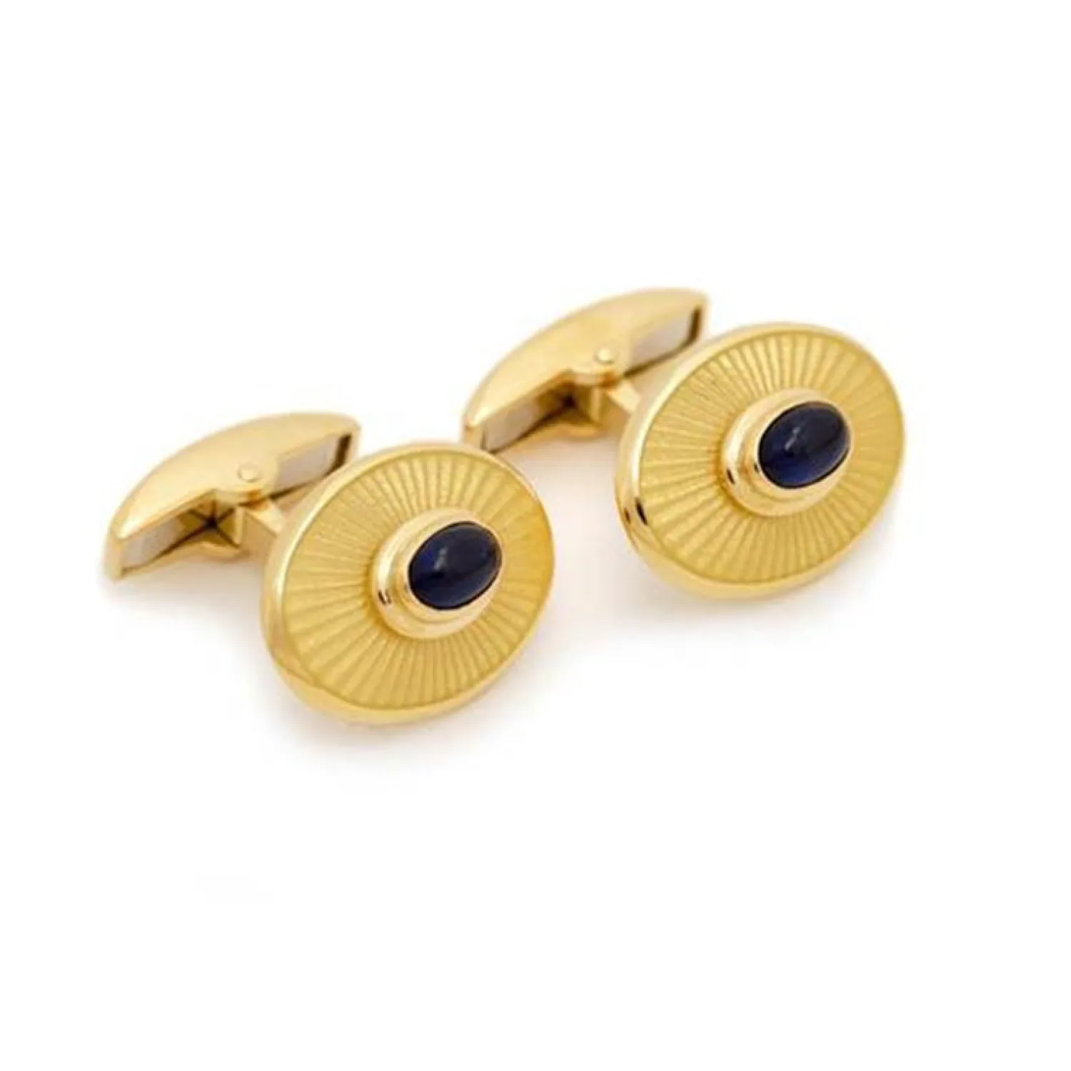 Cheap 18K Gold Oval Cufflinks with Sapphire Center Luxury Cufflinks | Hobbies & Interests Cufflinks