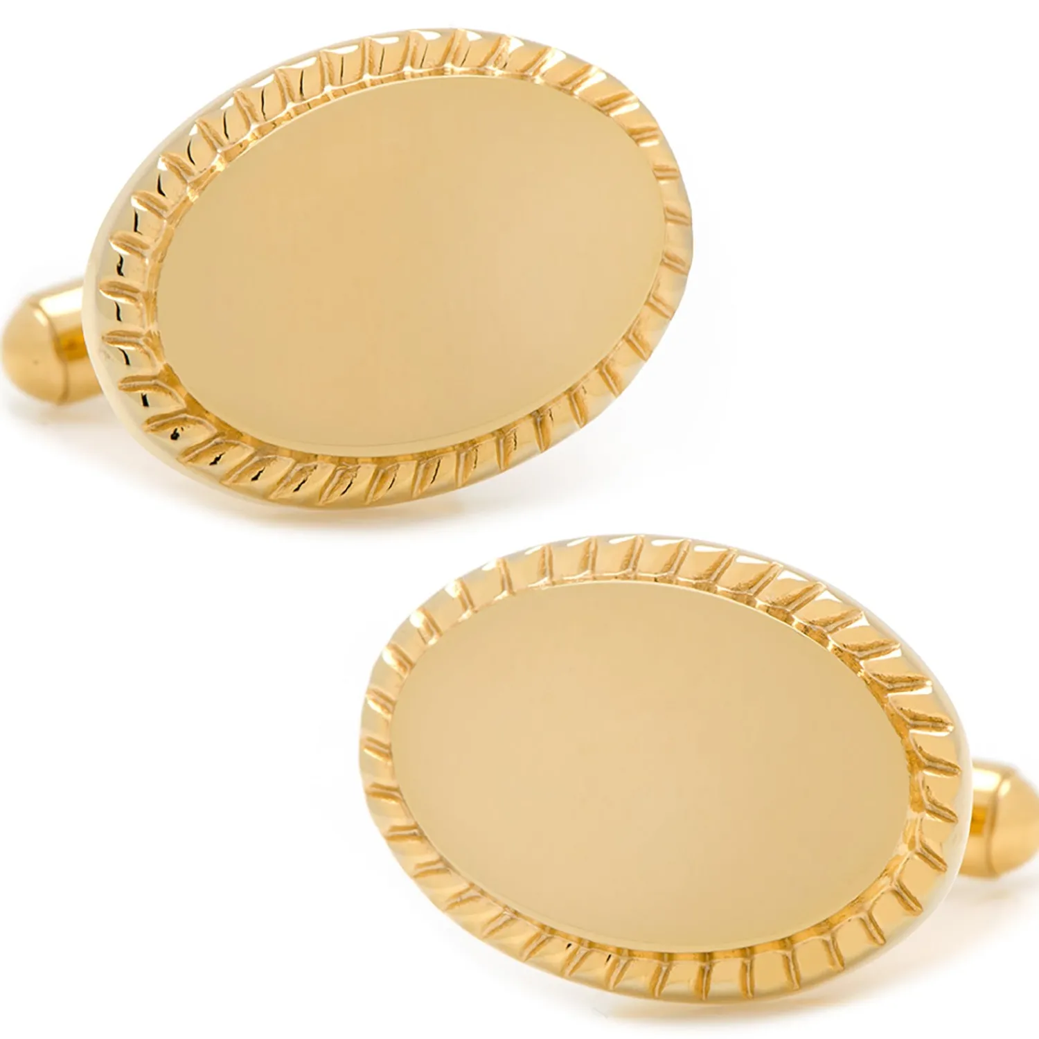 Best 14K Gold Plated Rope Border Oval Engravable Cufflinks Luxury Cufflinks | Hobbies & Interests Cufflinks