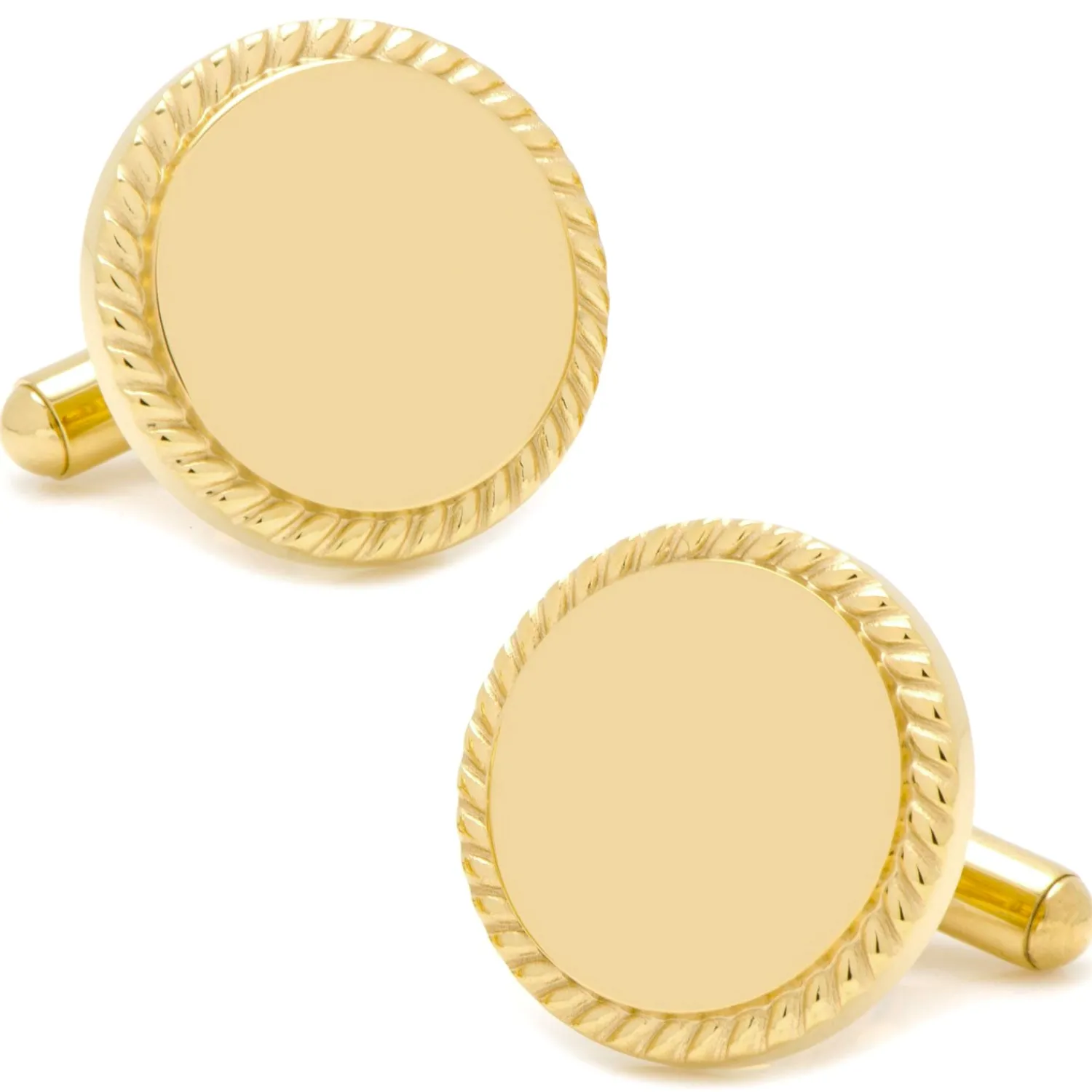 Cheap 14K Gold Plated Rope Border Round Engravable Cufflinks Luxury Cufflinks | Hobbies & Interests Cufflinks