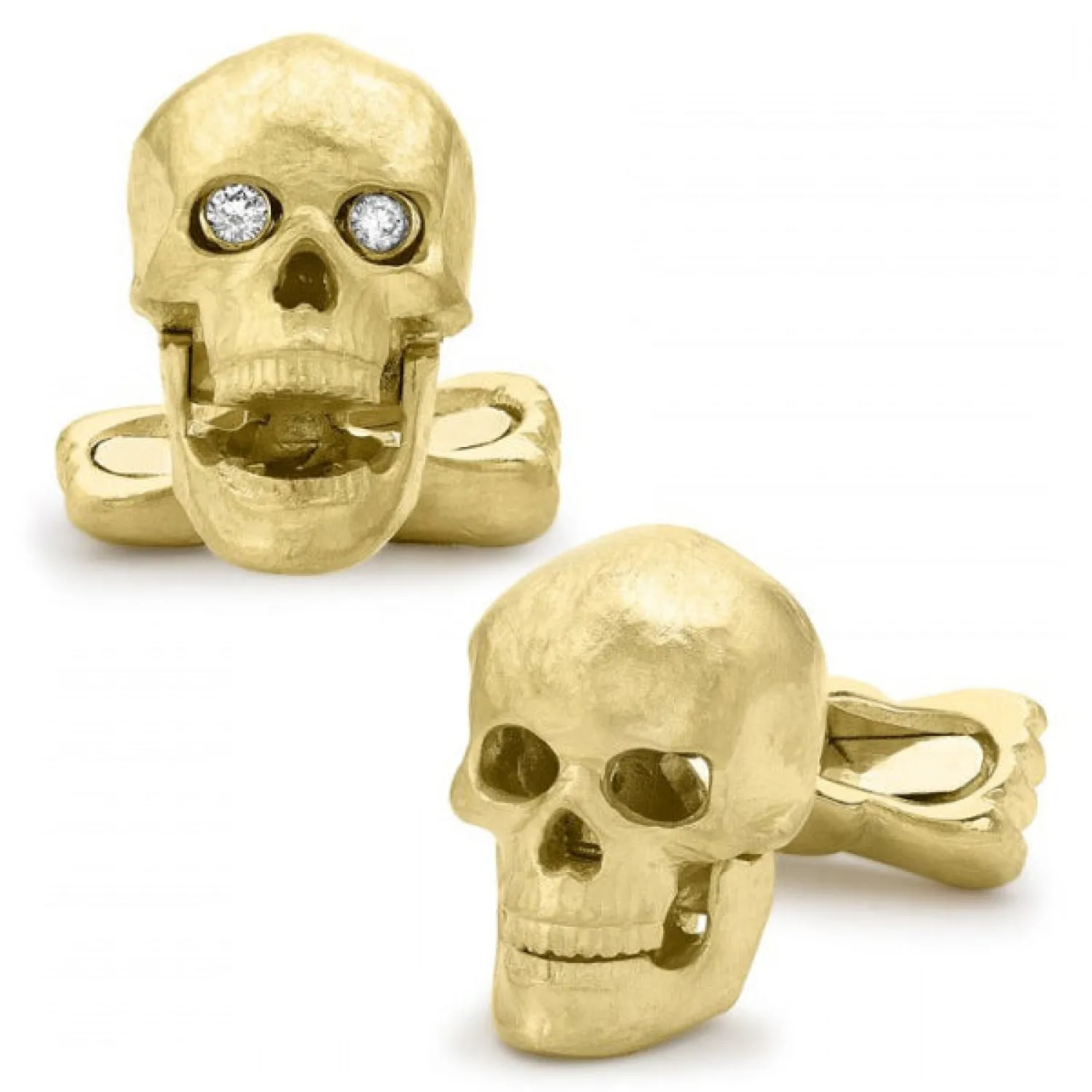 Fashion 18K Yellow Gold Skull Cufflinks with Popping Diamond Eyes Luxury Cufflinks | Hobbies & Interests Cufflinks