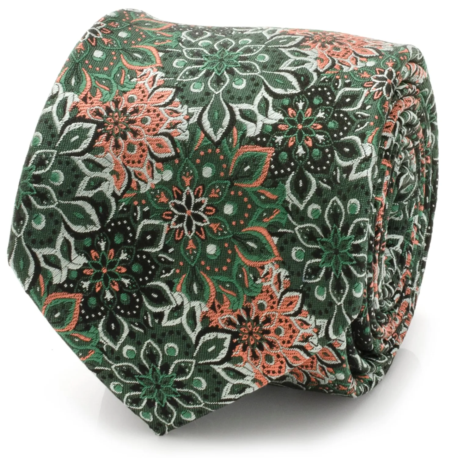 Clearance Kaleido Floral Coral Accented Men's Tie Classic Ties