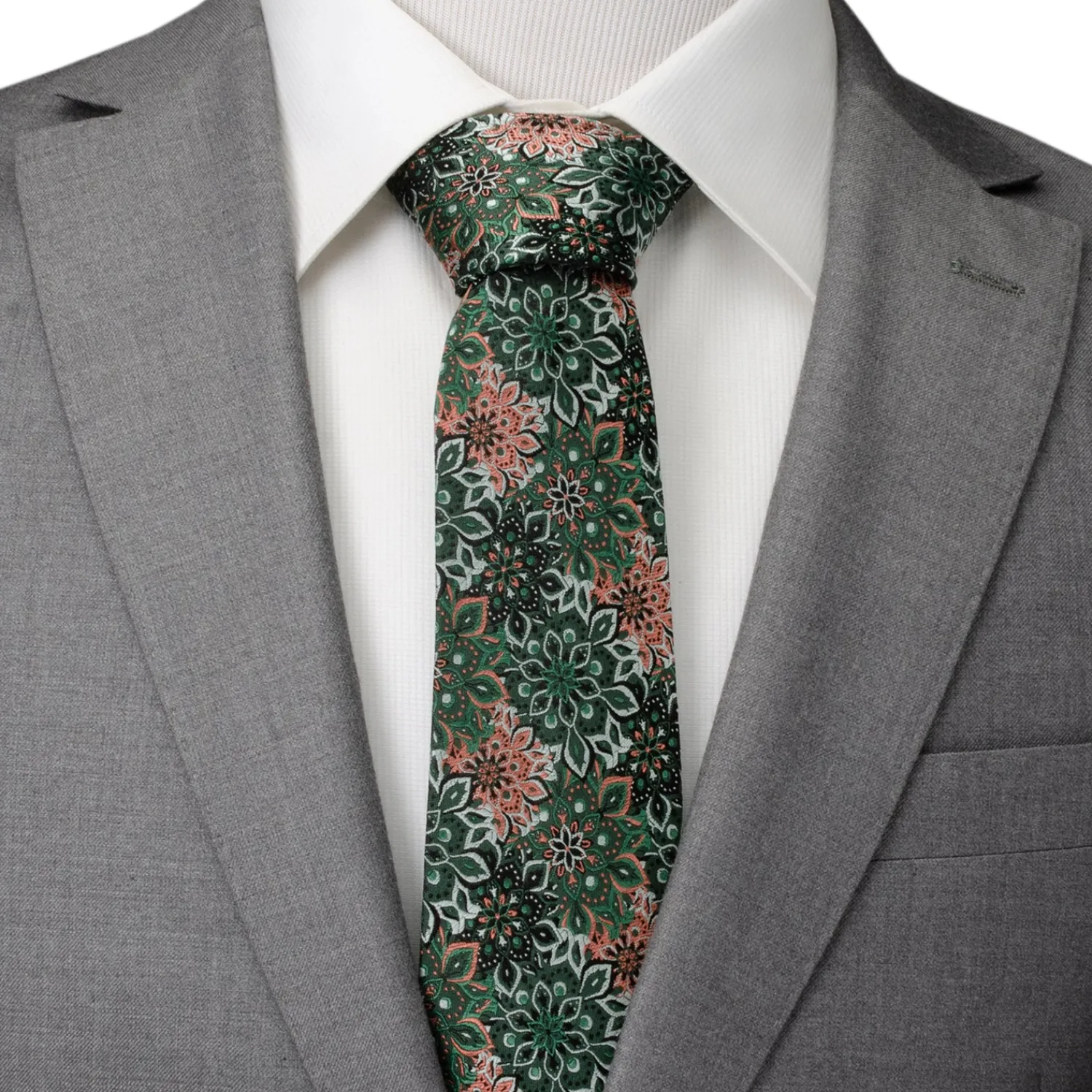 Clearance Kaleido Floral Coral Accented Men's Tie Classic Ties