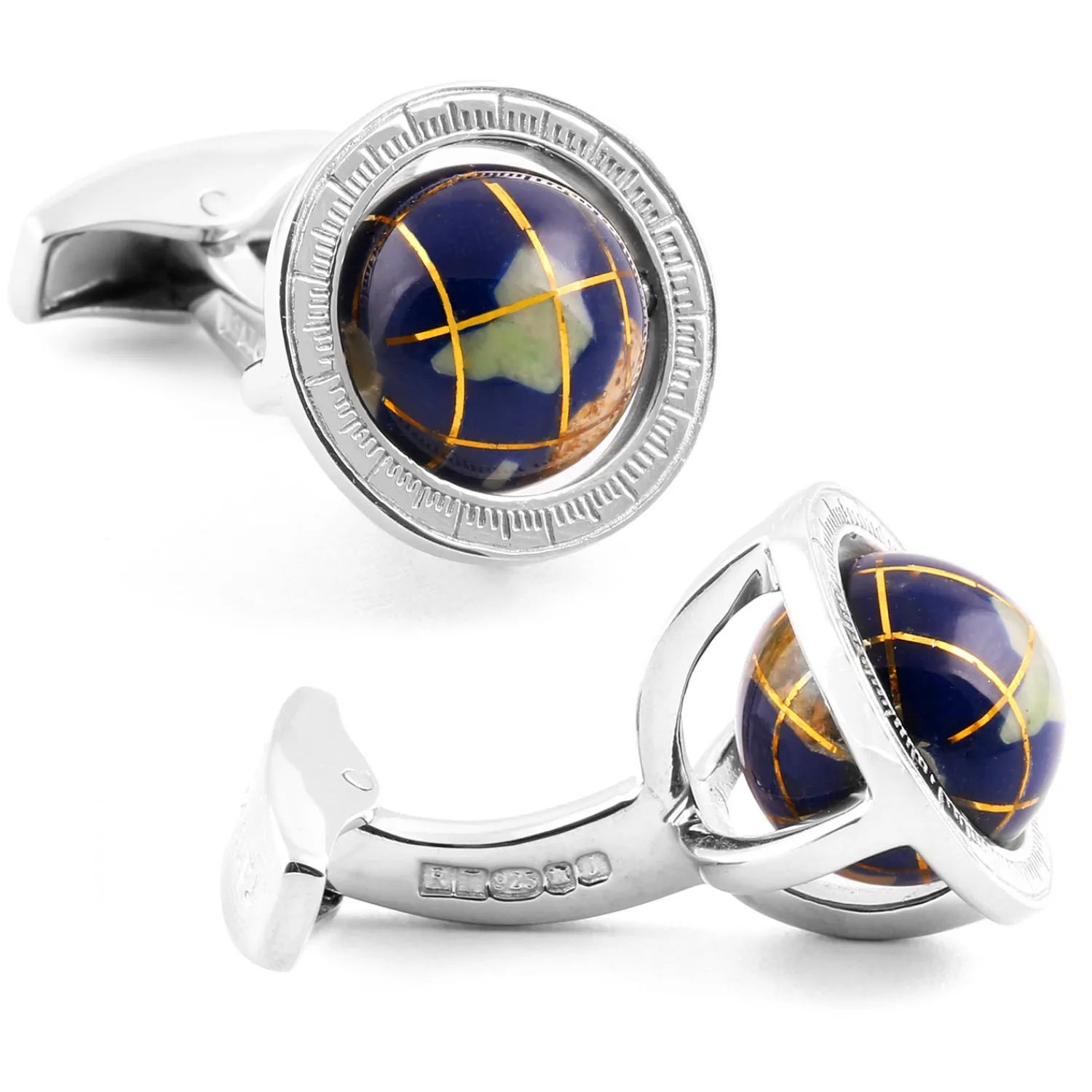 Outlet Lapis Globe Cufflinks Luxury Cufflinks | Hobbies & Interests Cufflinks