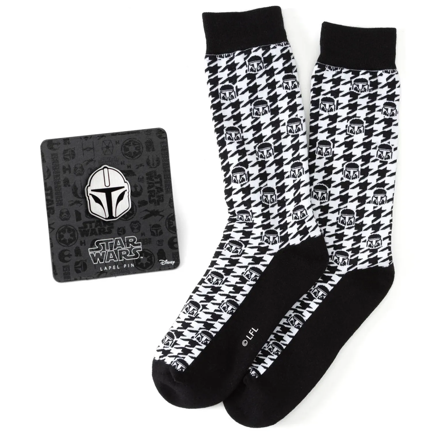 Fashion Mandalorian Helmet Houndstooth Gift Set Socks