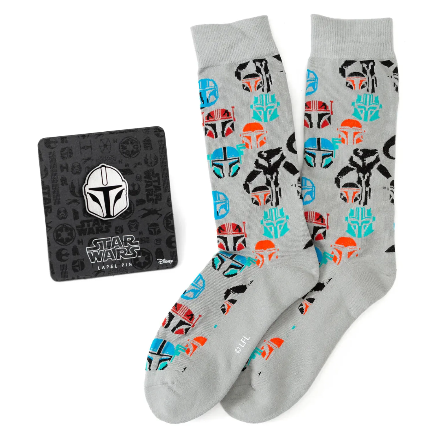 Online Mandalorian Helmet Multicolored Gray Gift Set Socks