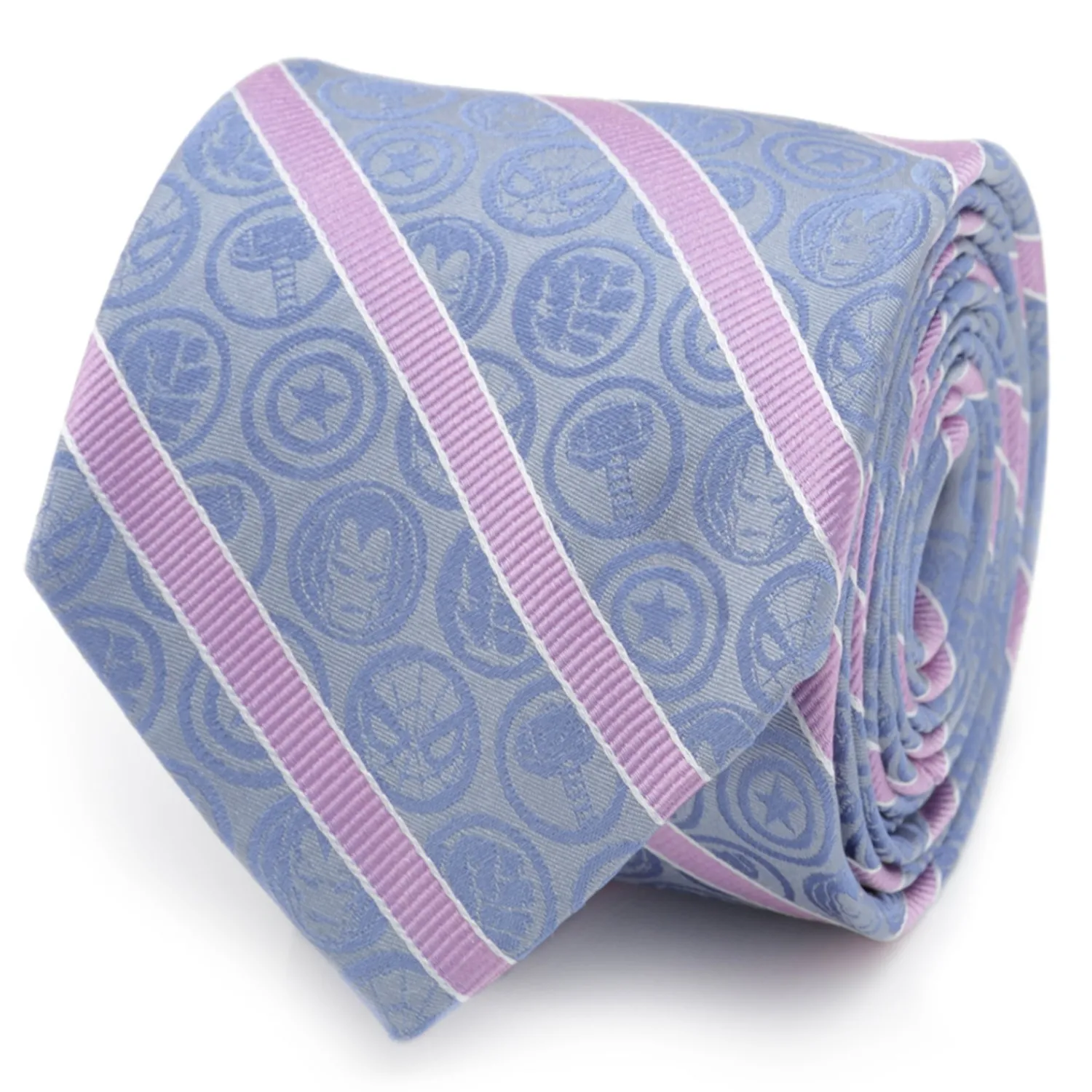 Hot Comics Blue and Pink Stripe Silk Men's Tie Marvel Ties