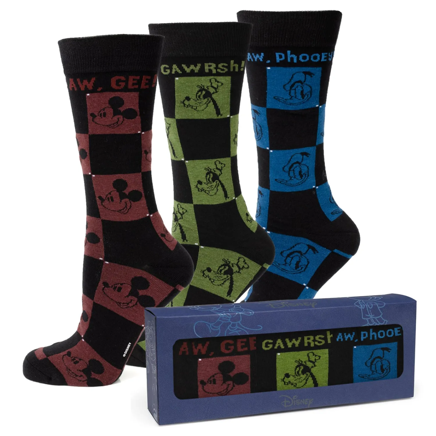 Best Mickey and Friends Checkered Black Gift Set Socks