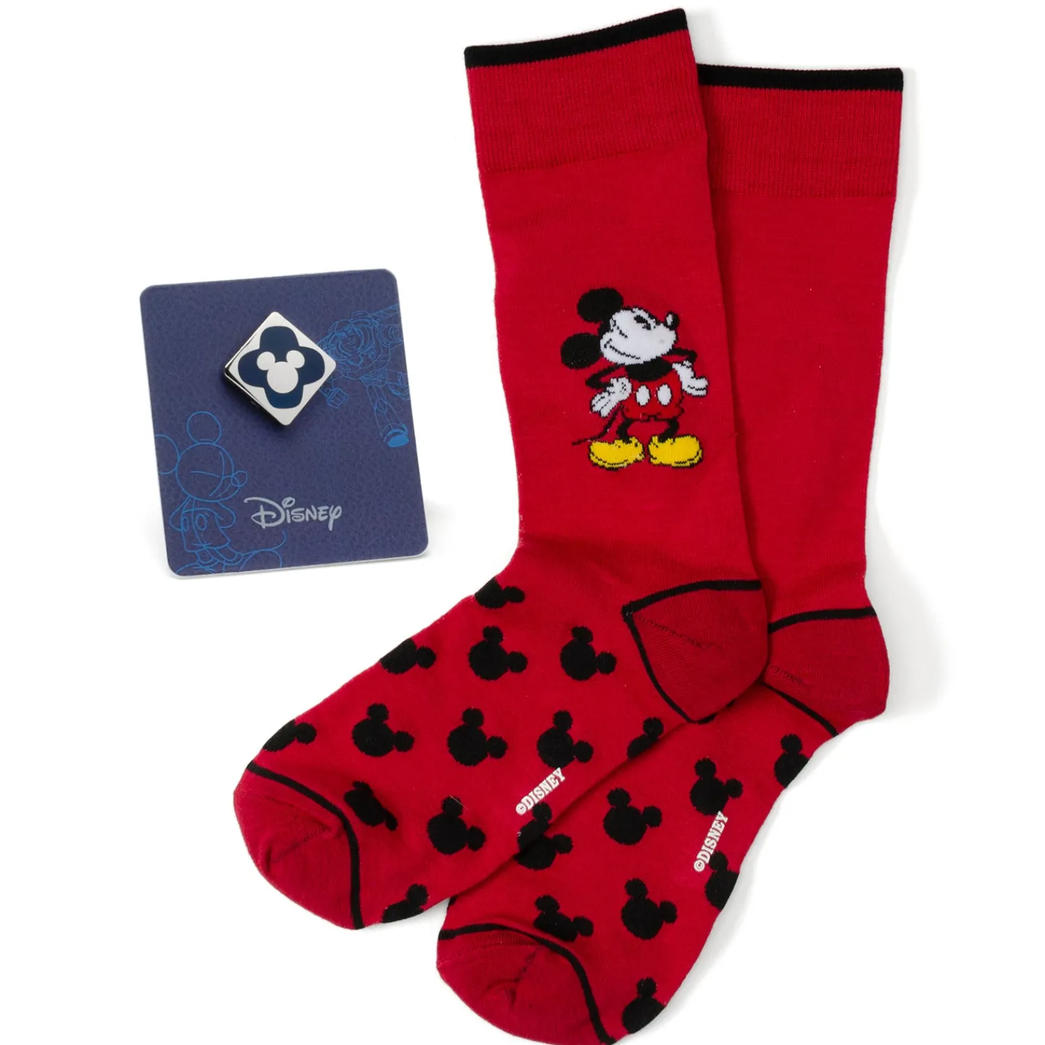 Flash Sale Mickey Pie-Eyed Red Sock and Mickey Blue Lapel Pin Gift Set Socks