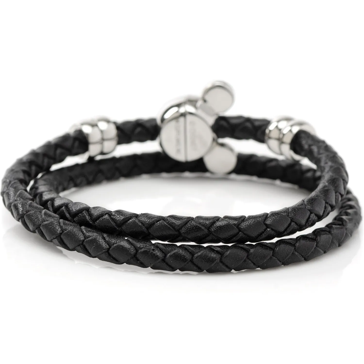 Best Sale Mickey Silhouette Black Double Wrapped Leather Bracelet Leather Goods | Bracelets