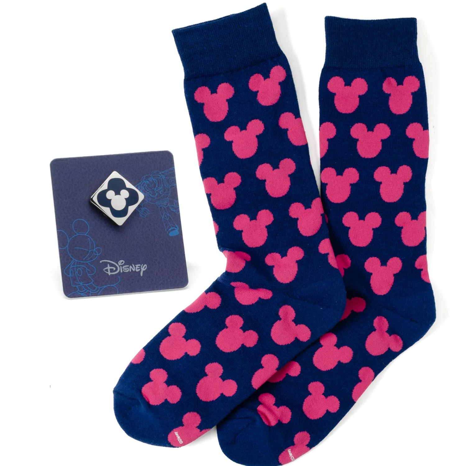 Clearance Mickey Silhouette Pink Sock and Mickey Blue Lapel Pin Gift Set Socks