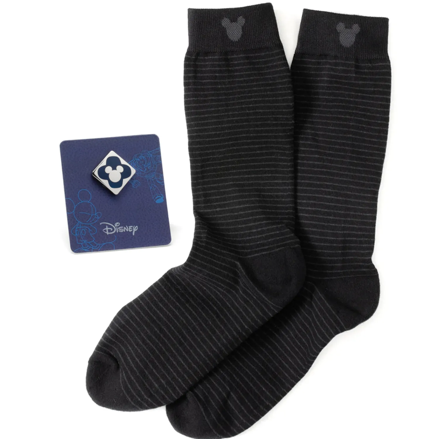 Best Sale Mickey Silhouette Stripe Sock and Mickey Blue Lapel Pin Gift Set Socks